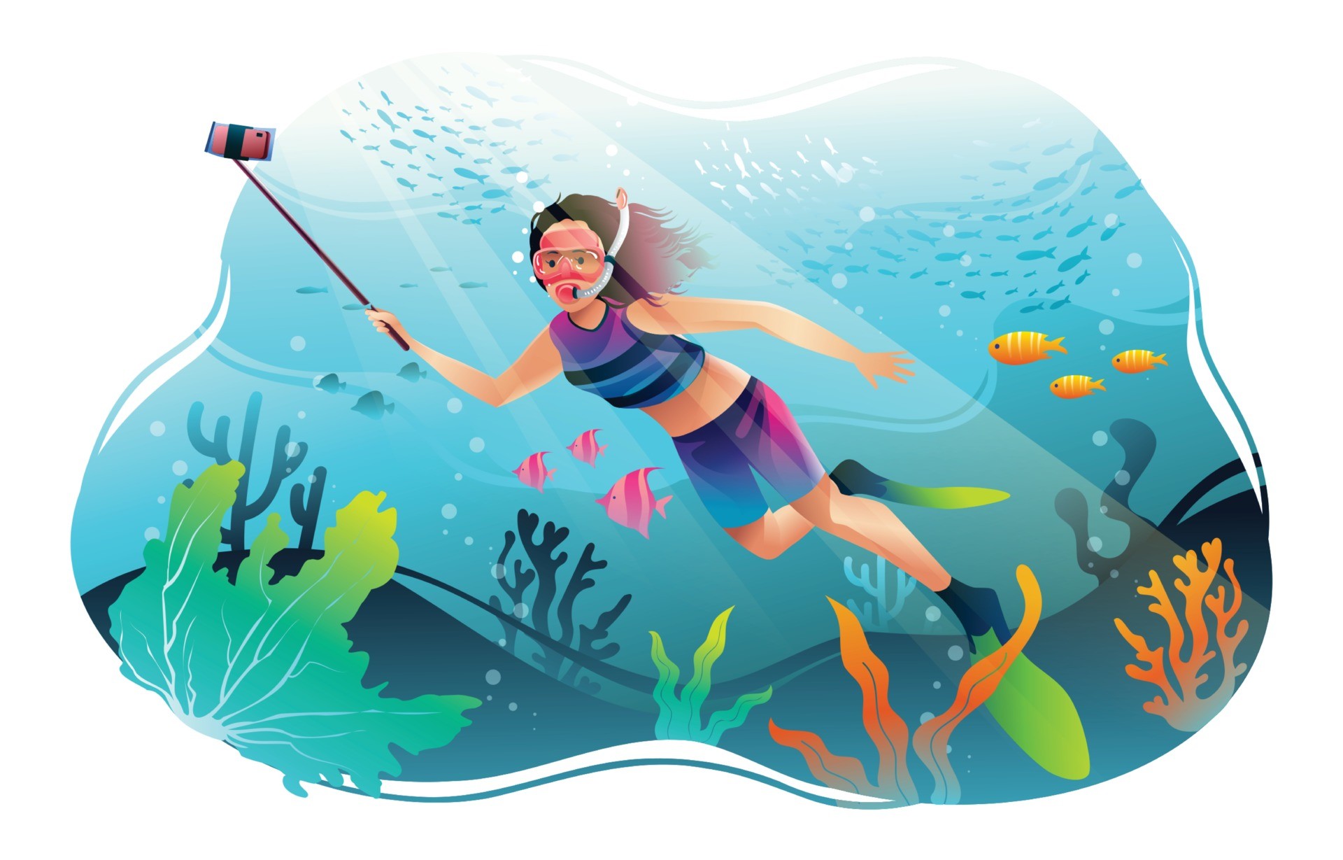潜水在海下自拍的女孩插图0