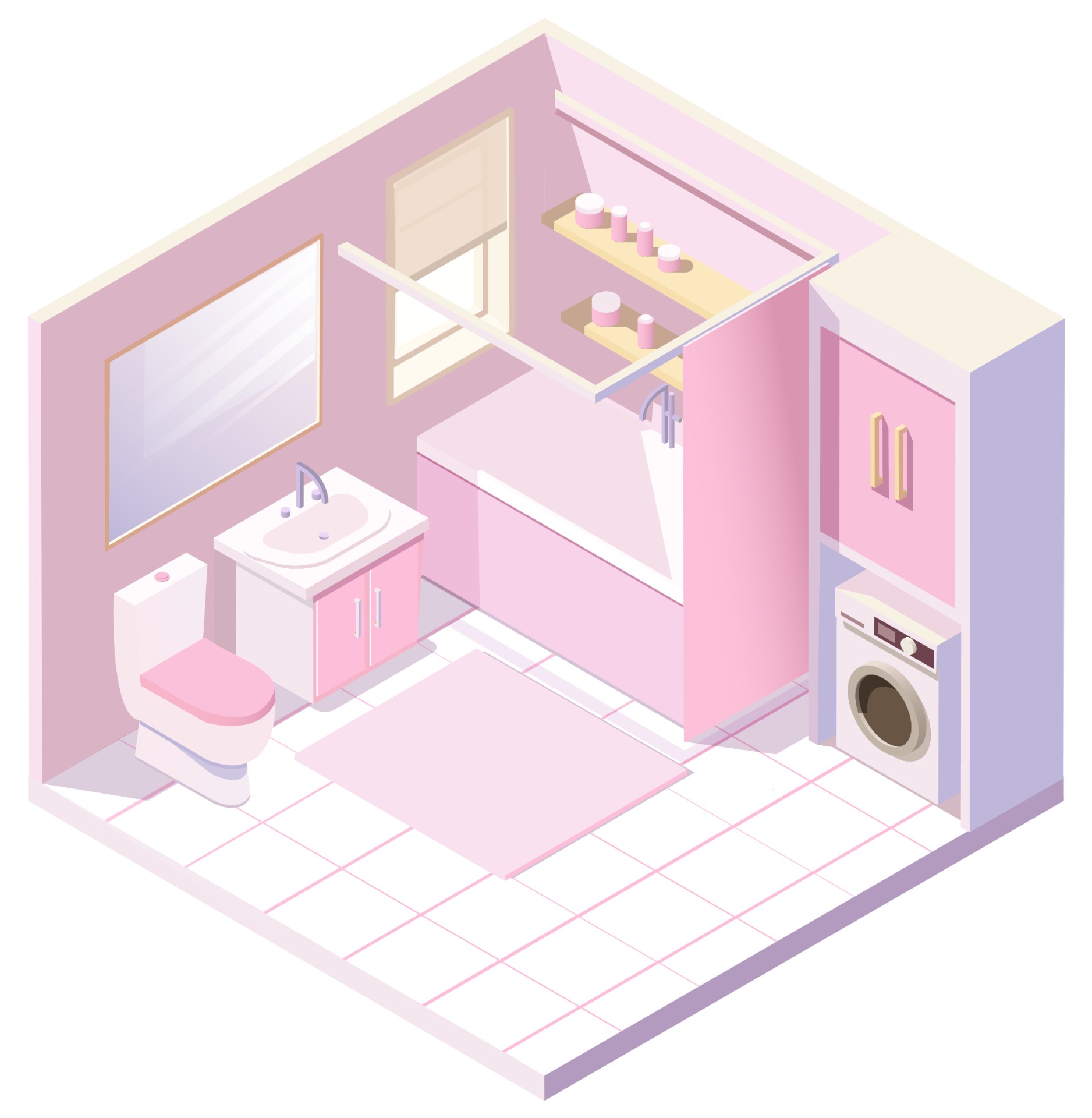 粉色浴室内部设计插图0