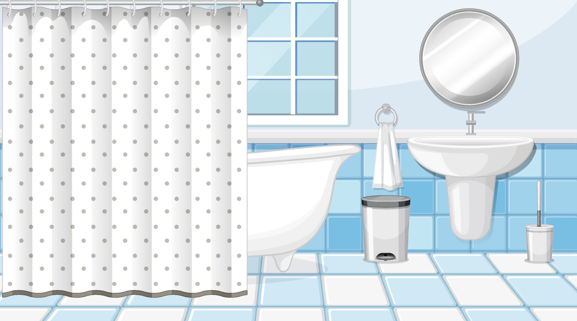 浴室内部蓝白主题插图0