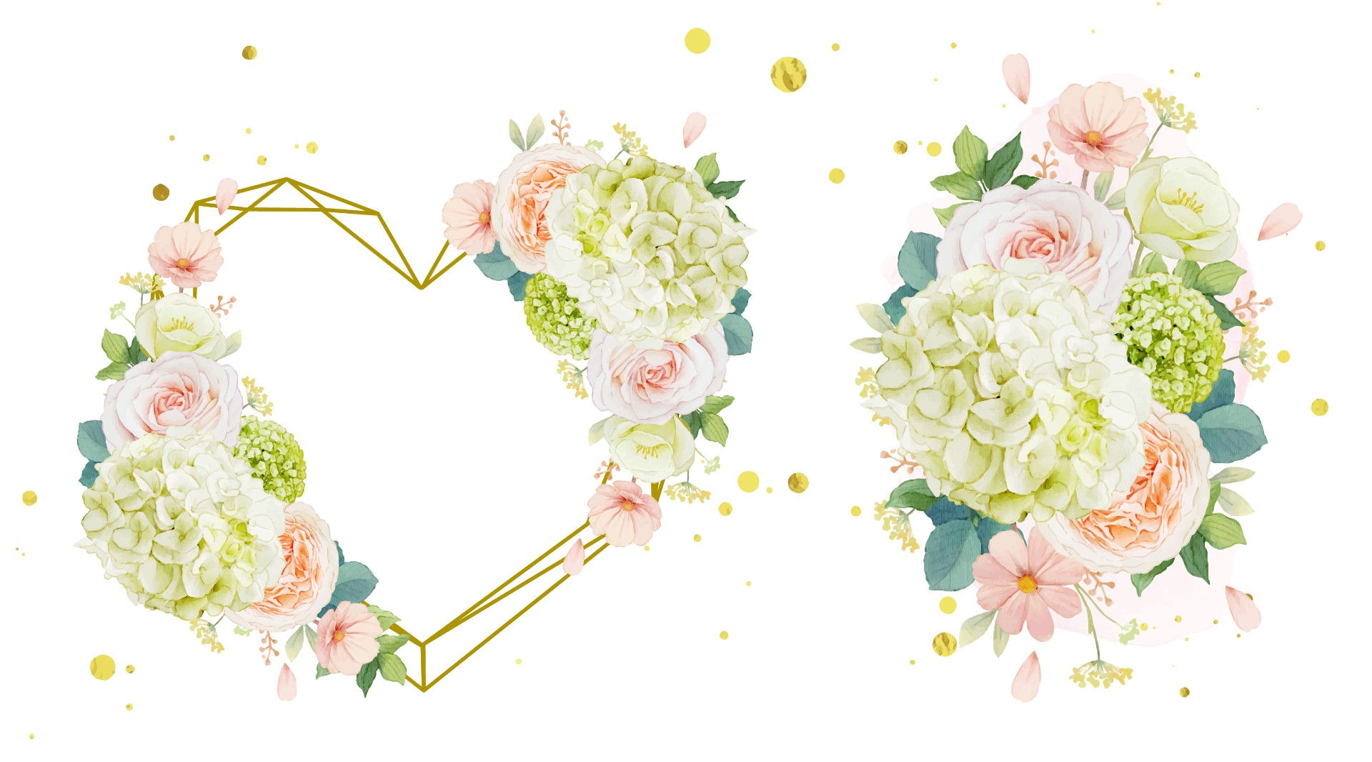 雏菊玫瑰和绣球花框架插图0