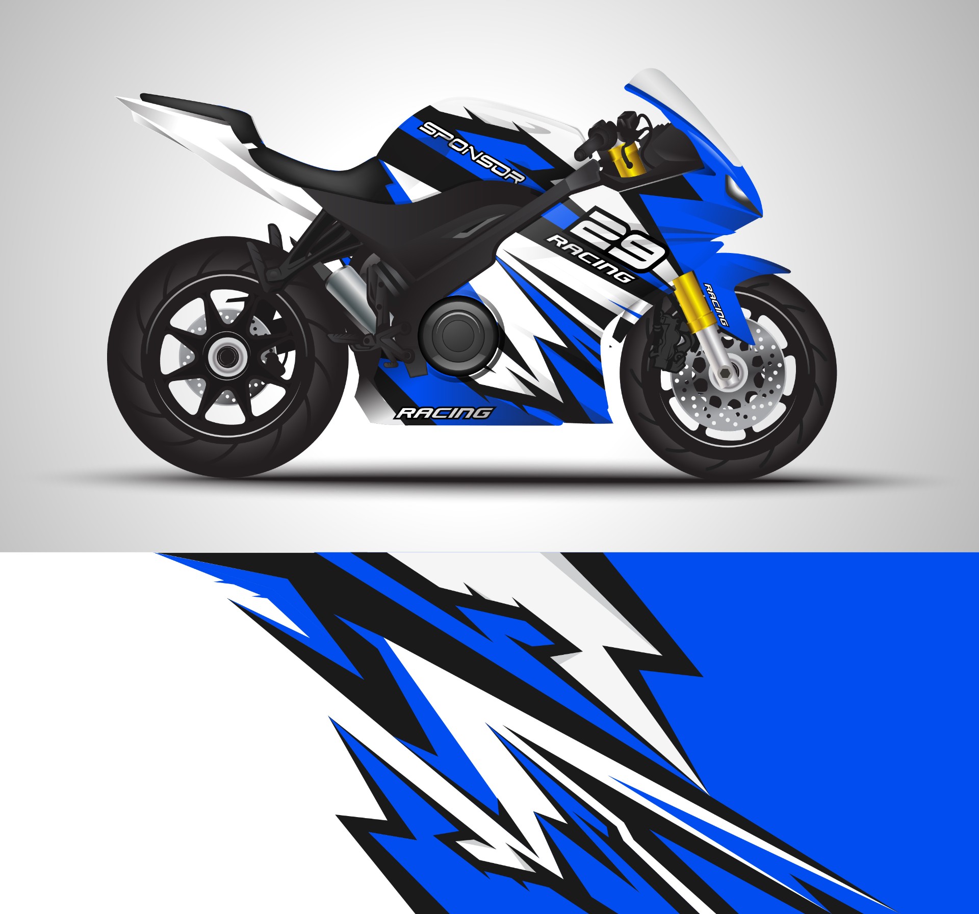 蓝色摩托车装饰插图0