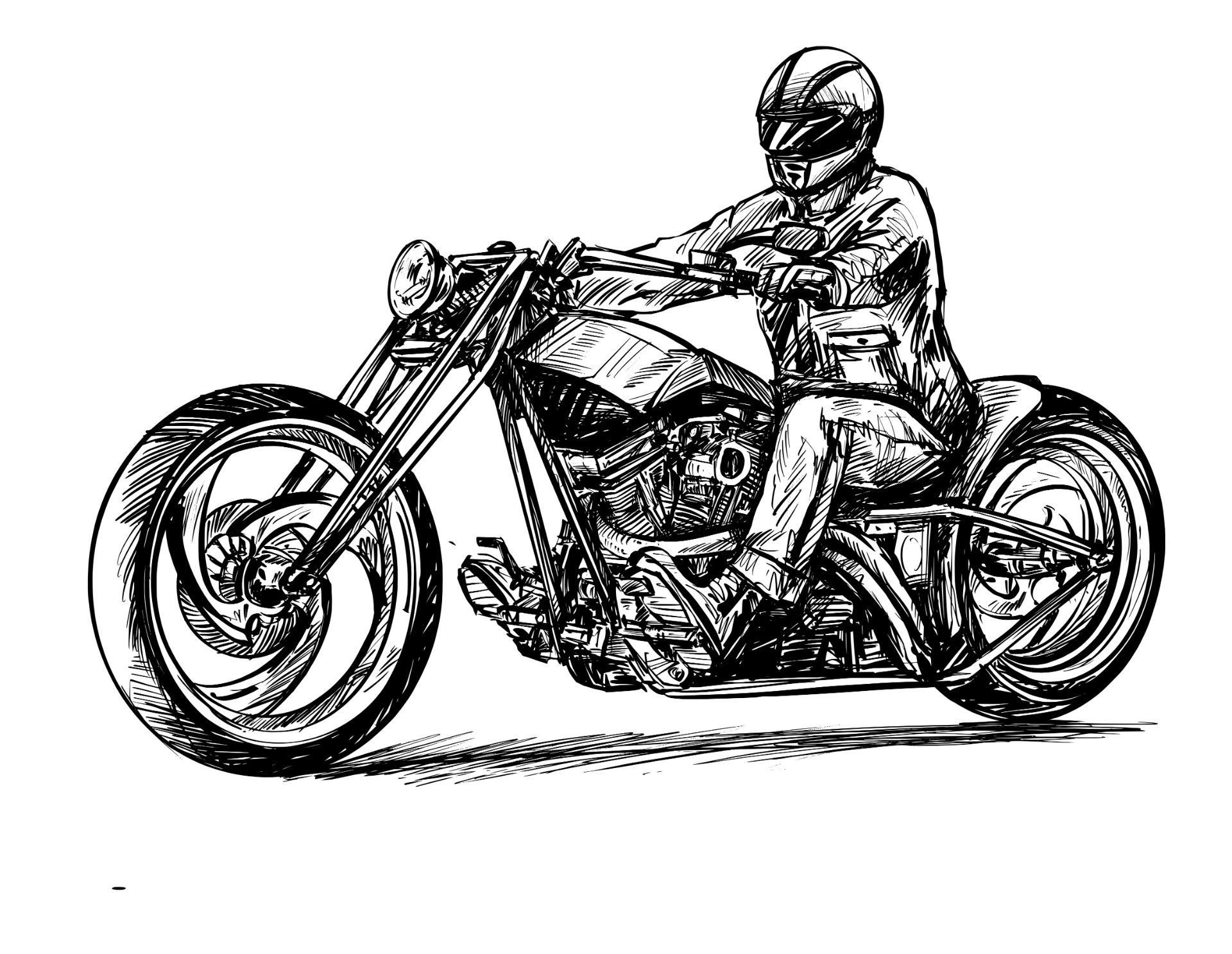 摩托车骑手手绘插图0
