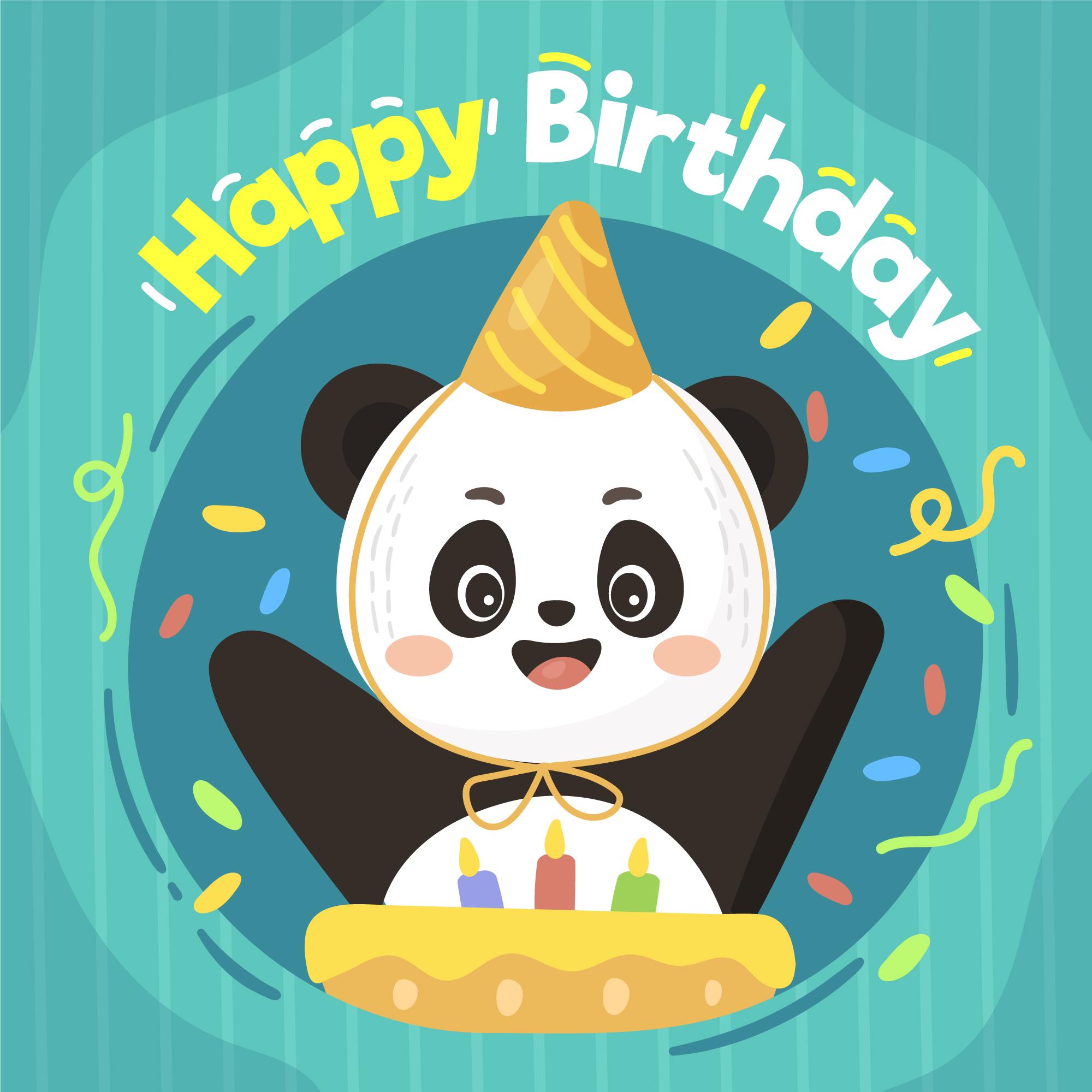熊猫和蛋糕生日插图0