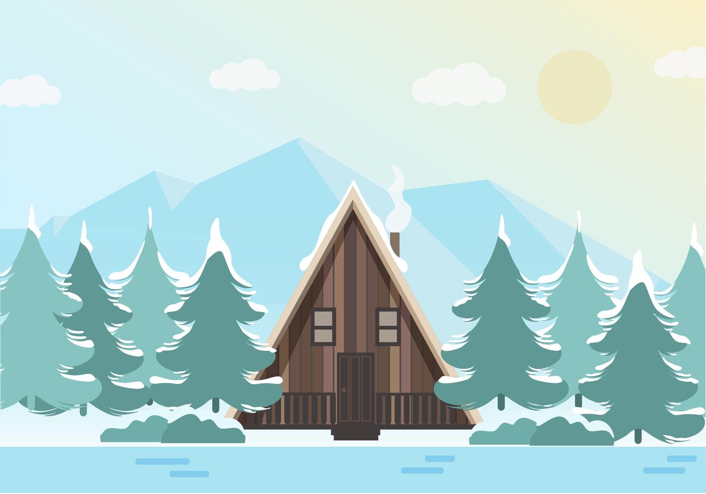 冬季森林中的木屋插图0