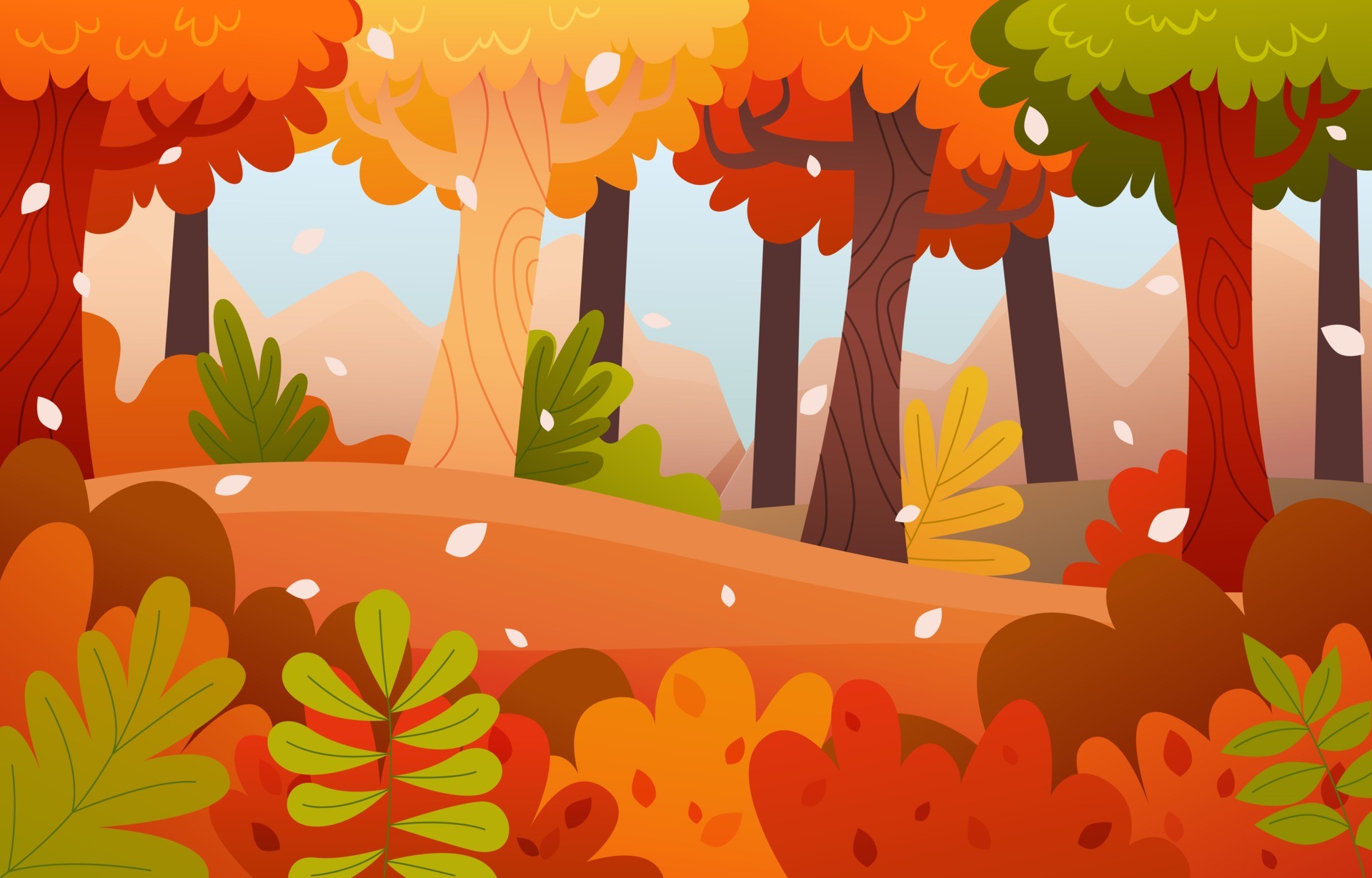 秋季多彩森林风景插图0