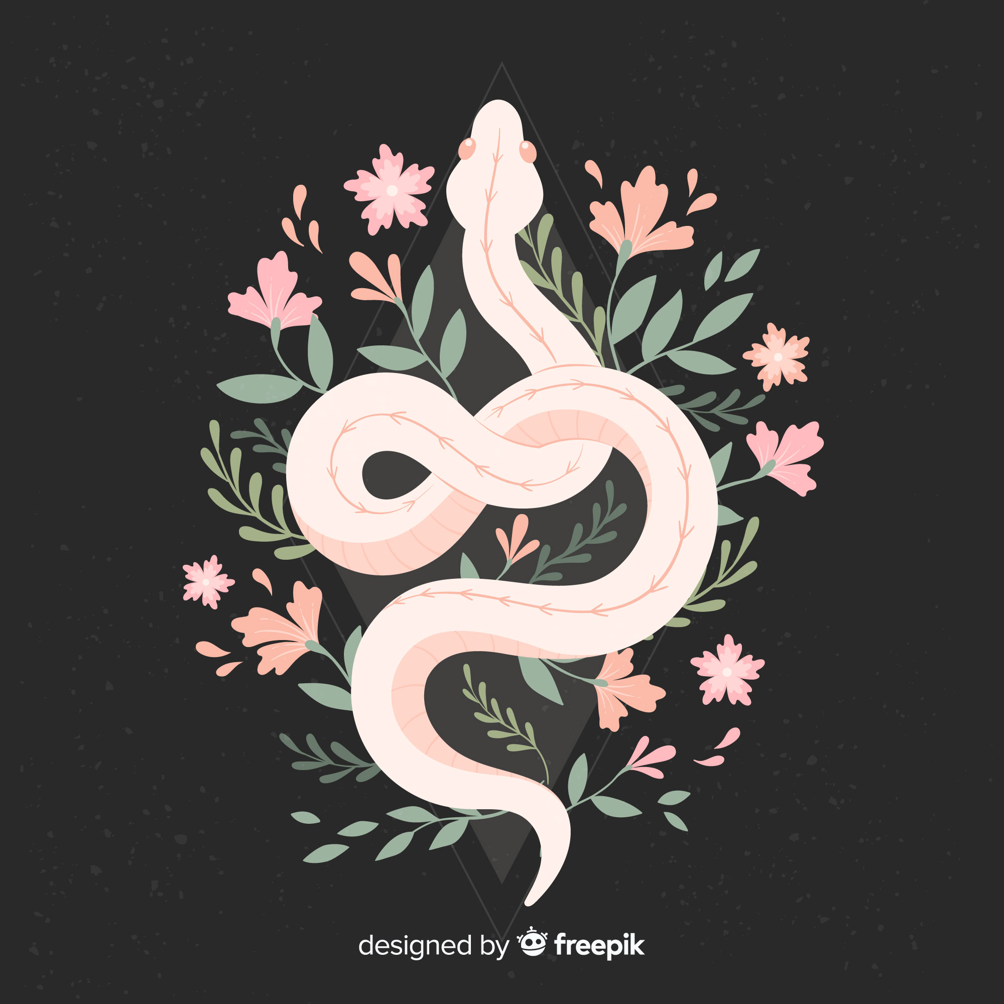 蛇与花背景插图0