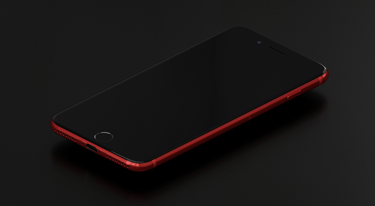 红色苹果手机样机1