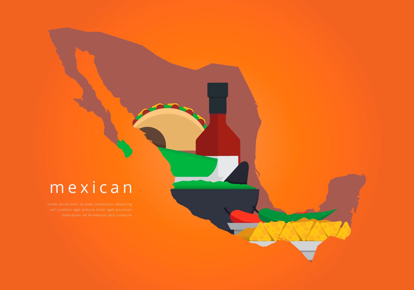 墨西哥地图与食品插图0