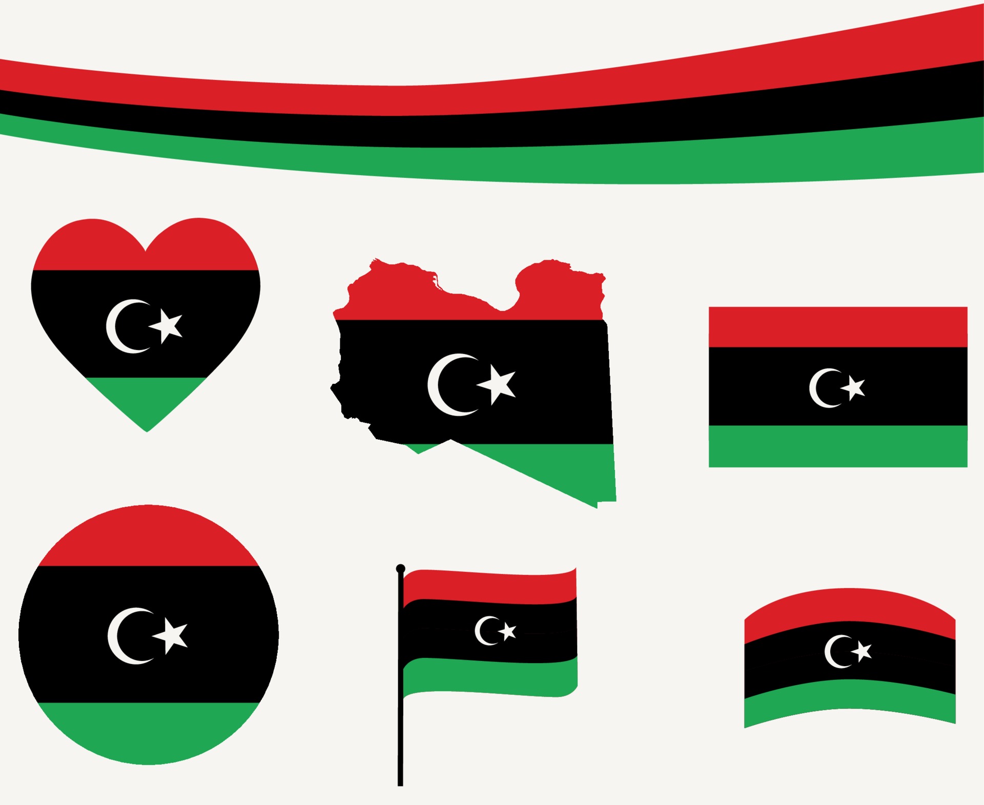 利比亚国旗地图丝带插图0