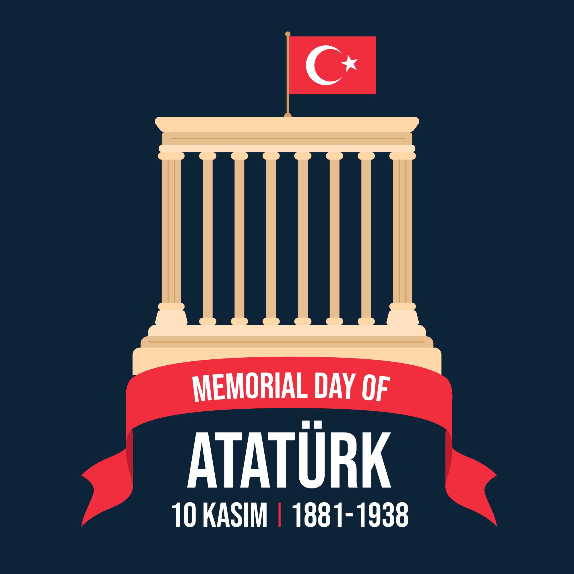 土耳其建筑和国旗插画0