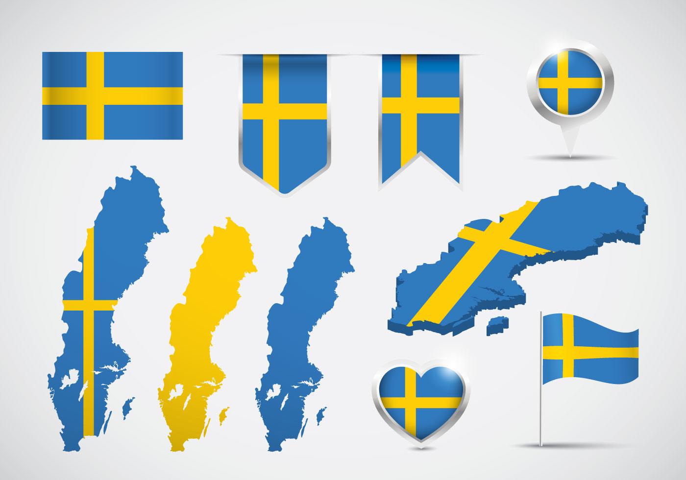 瑞典地图与国旗插图0