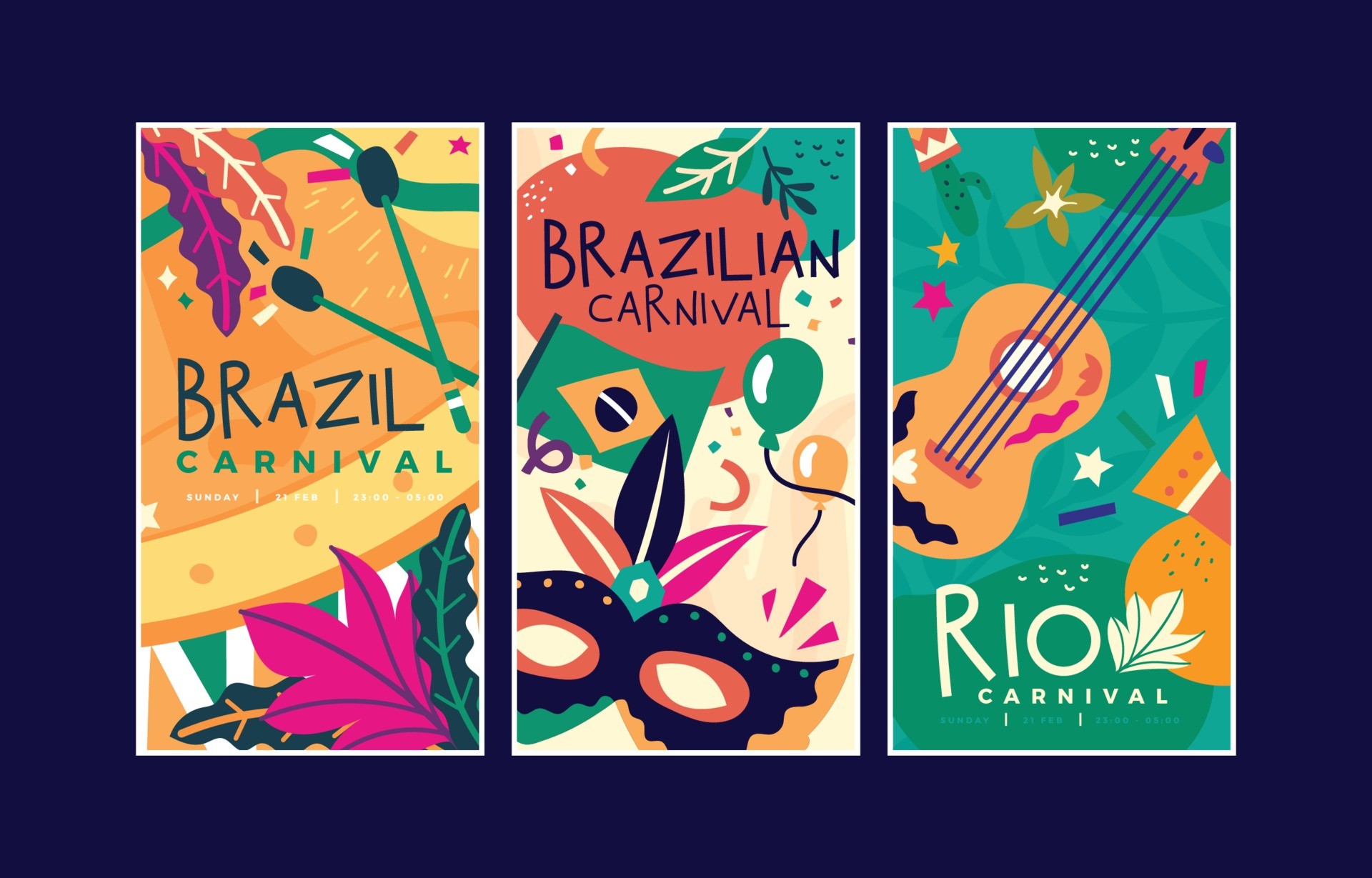 巴西狂欢节彩色横幅插图0