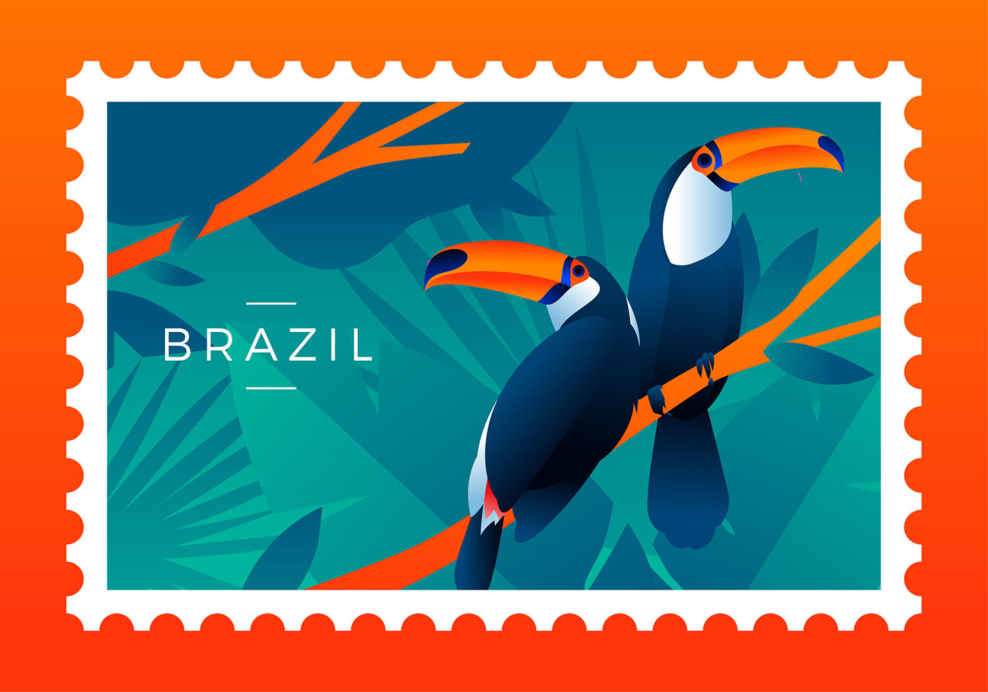 巴西邮票与鸟插图0