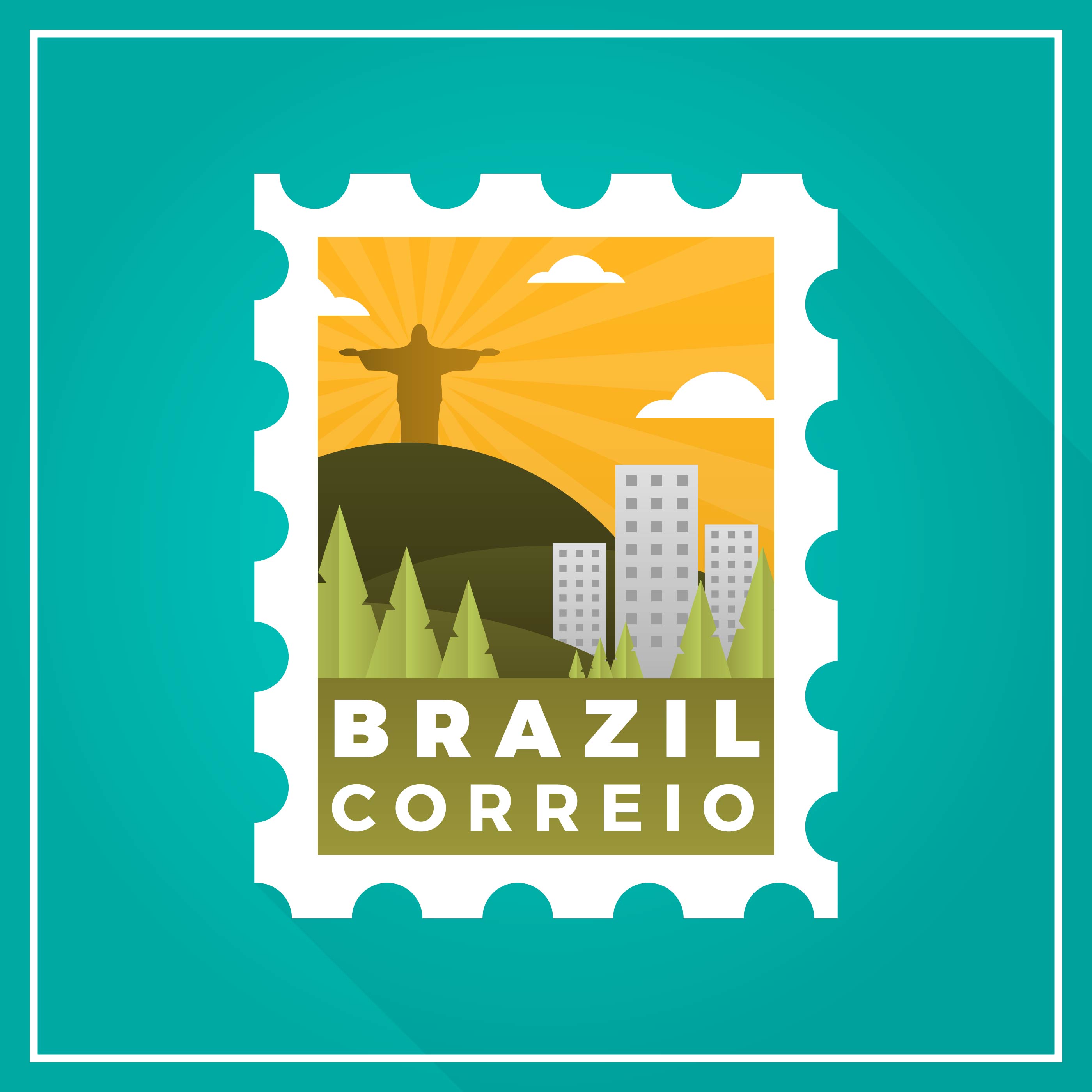 现代巴西邮票背景插图0