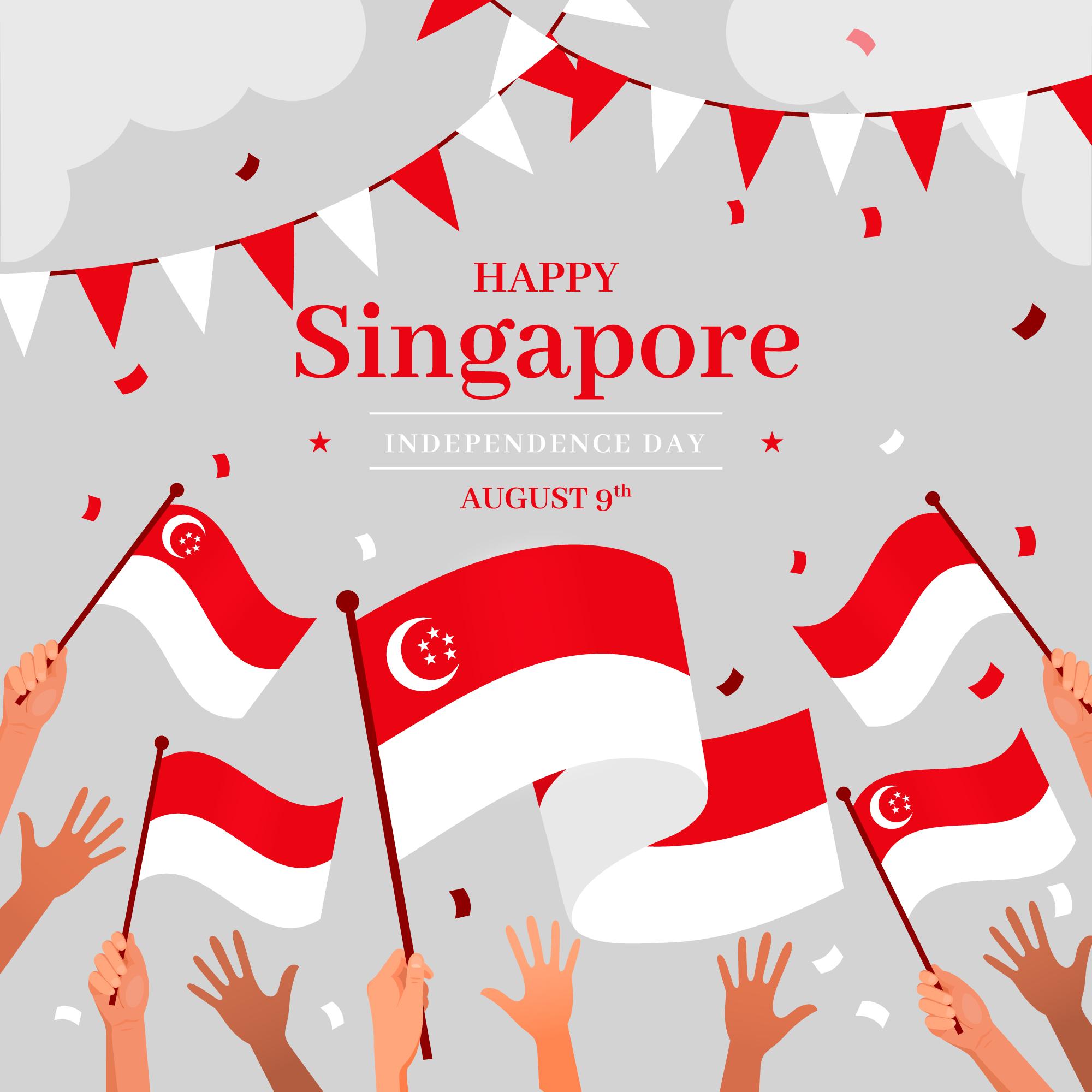 手举新加坡国旗插图0
