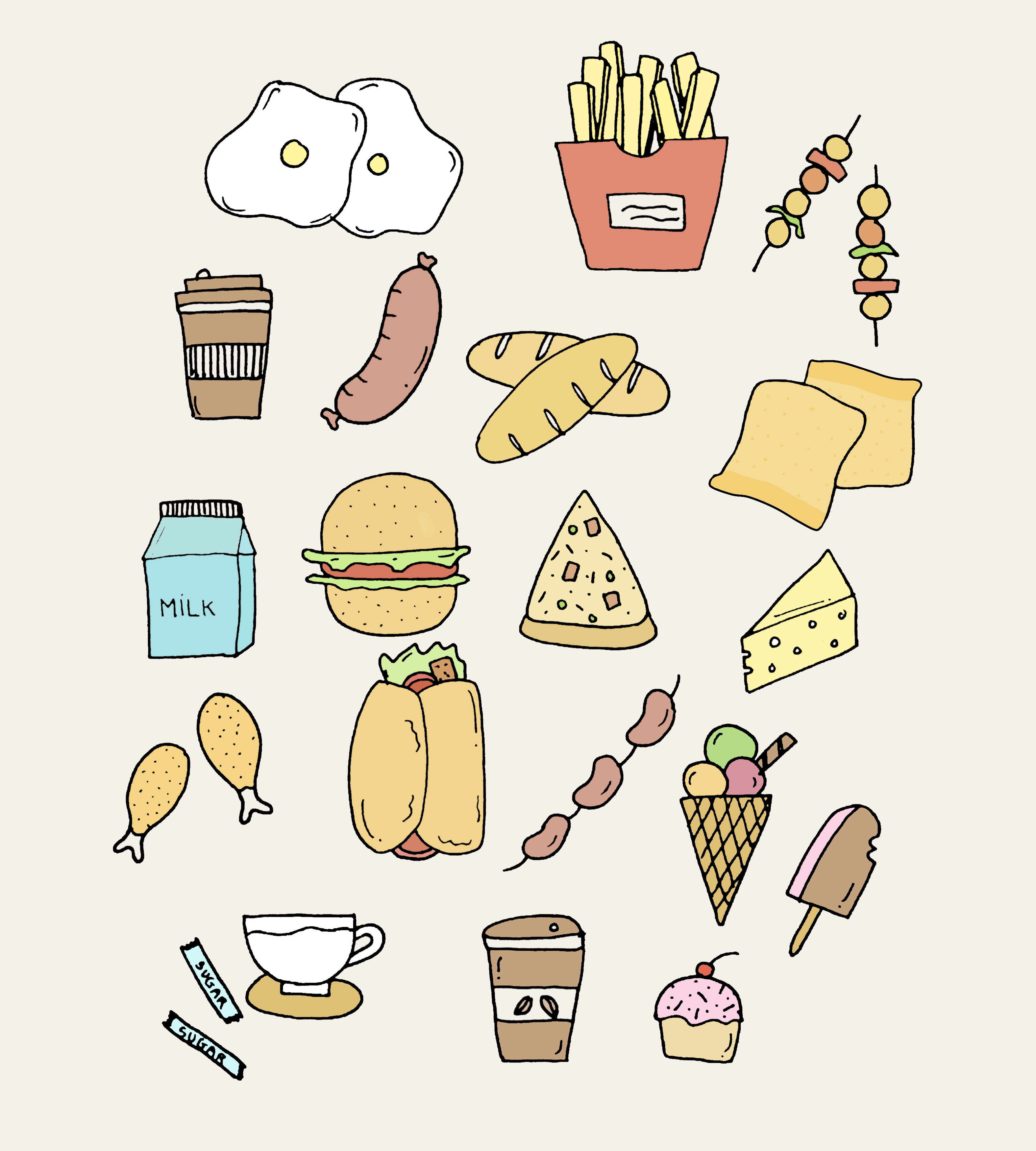 涂鸦快餐食品插图0