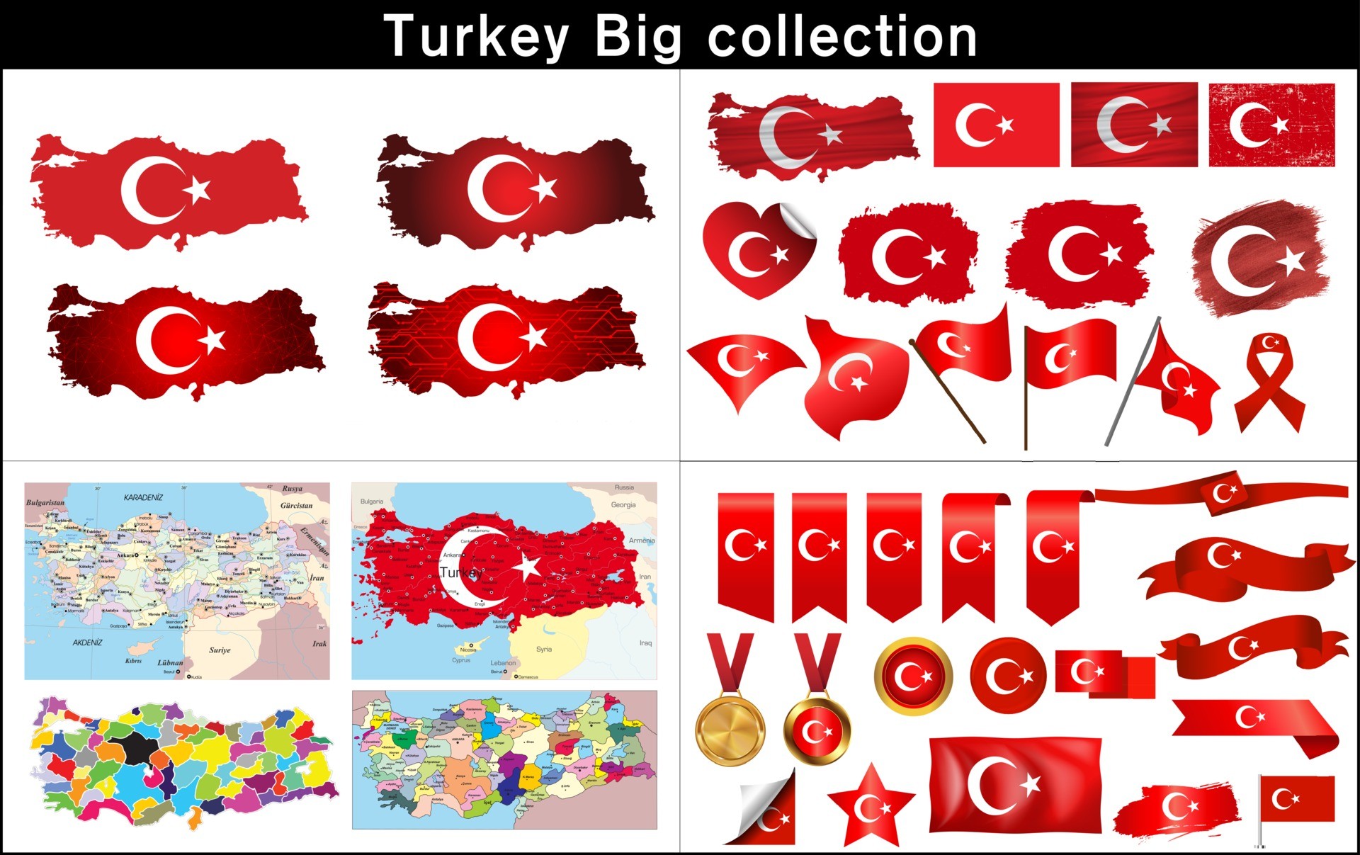 土耳其地图与国旗插图0