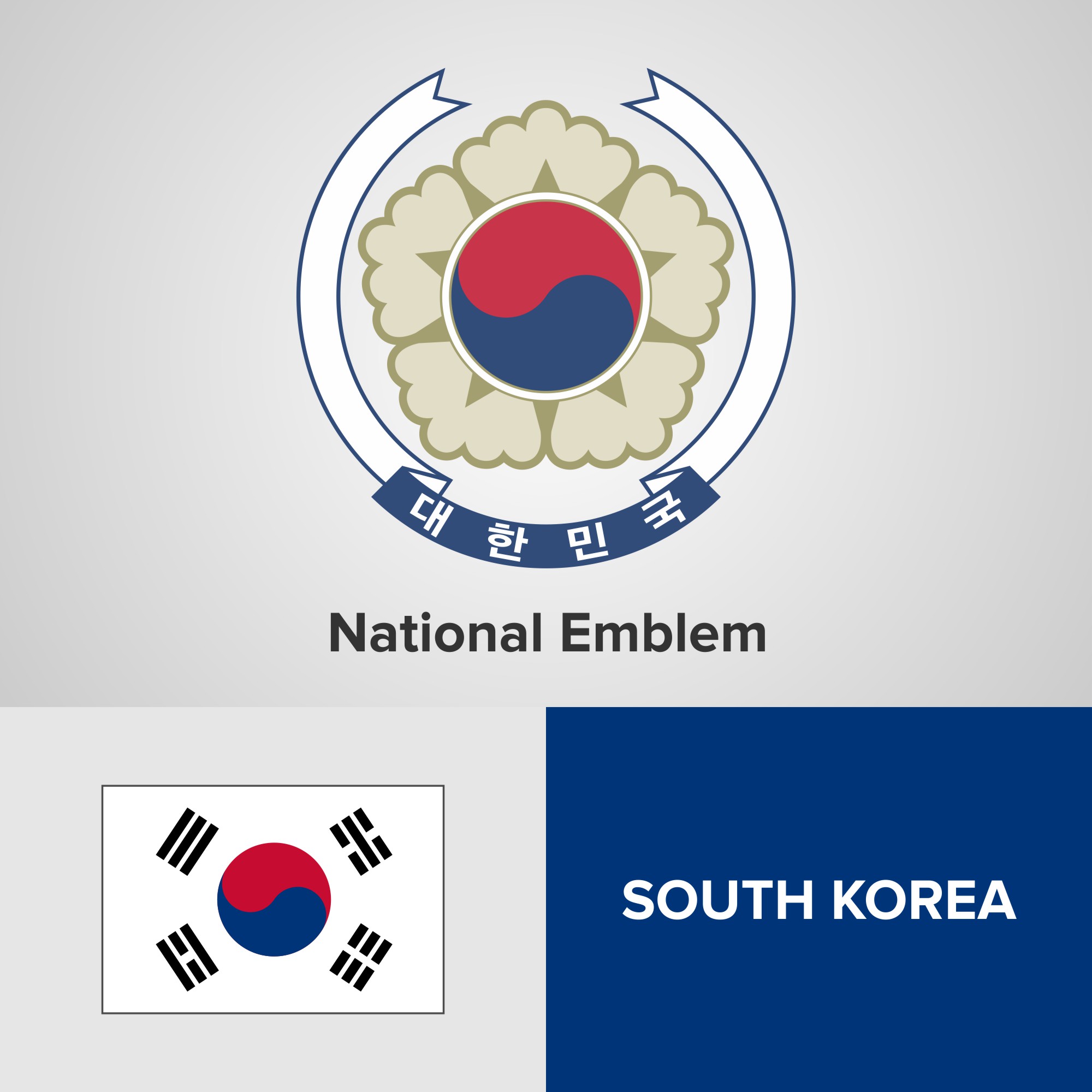 韩国国徽地图和国旗插图0