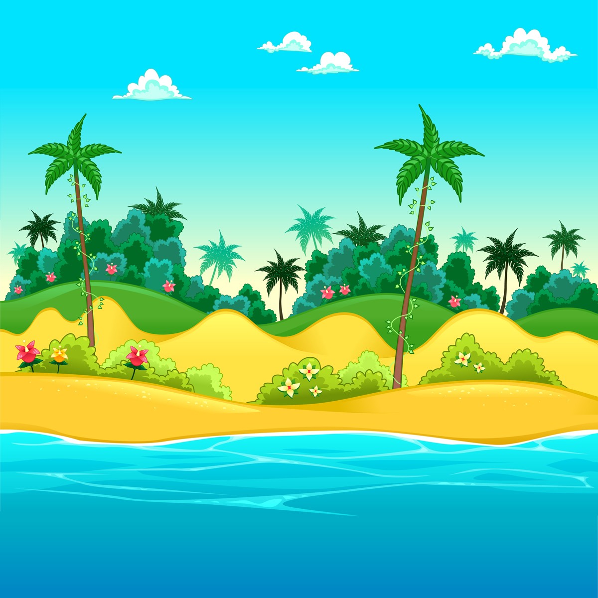 热带度假小岛插画0