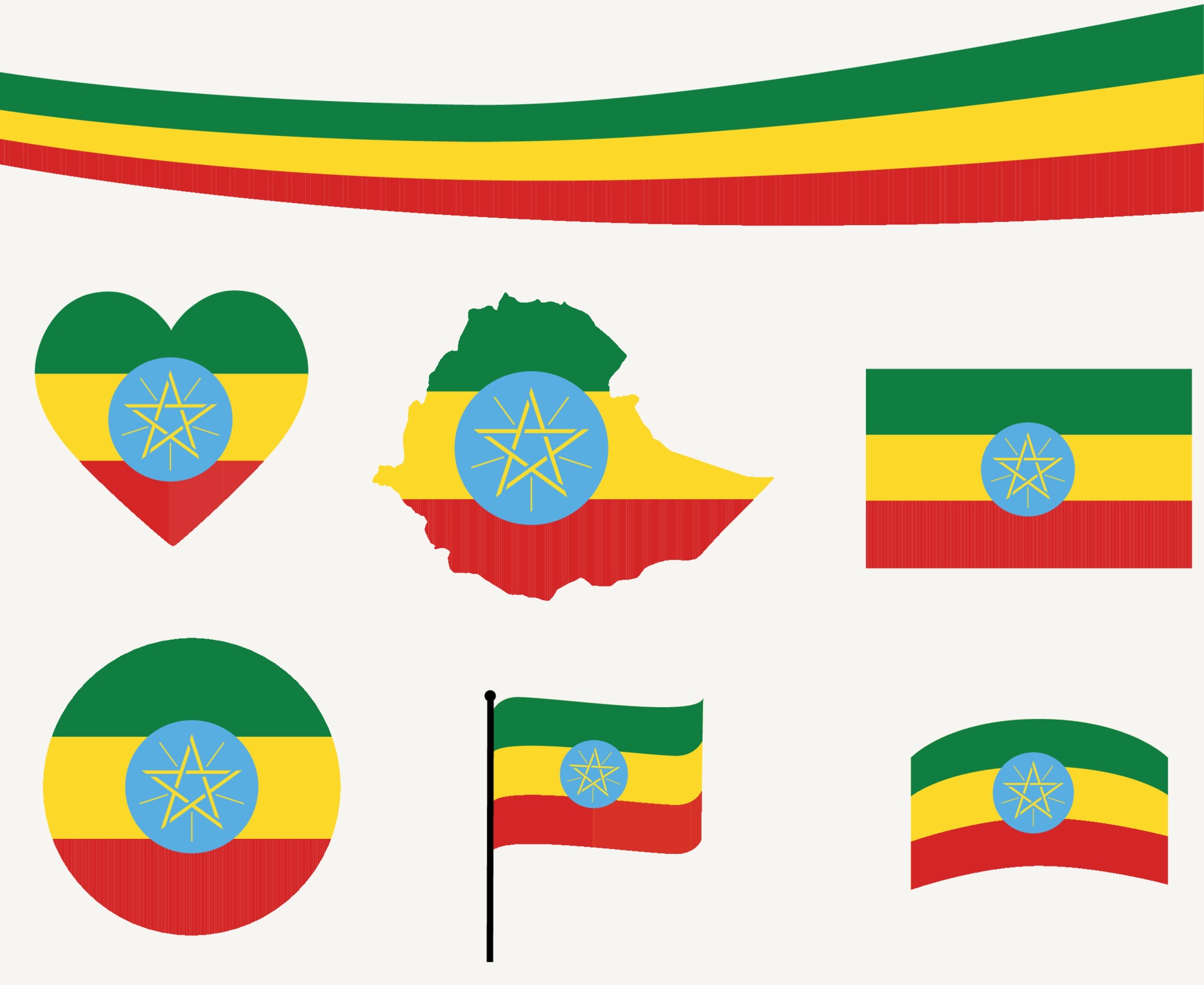 埃塞俄比亚国旗地图丝带图标插图0