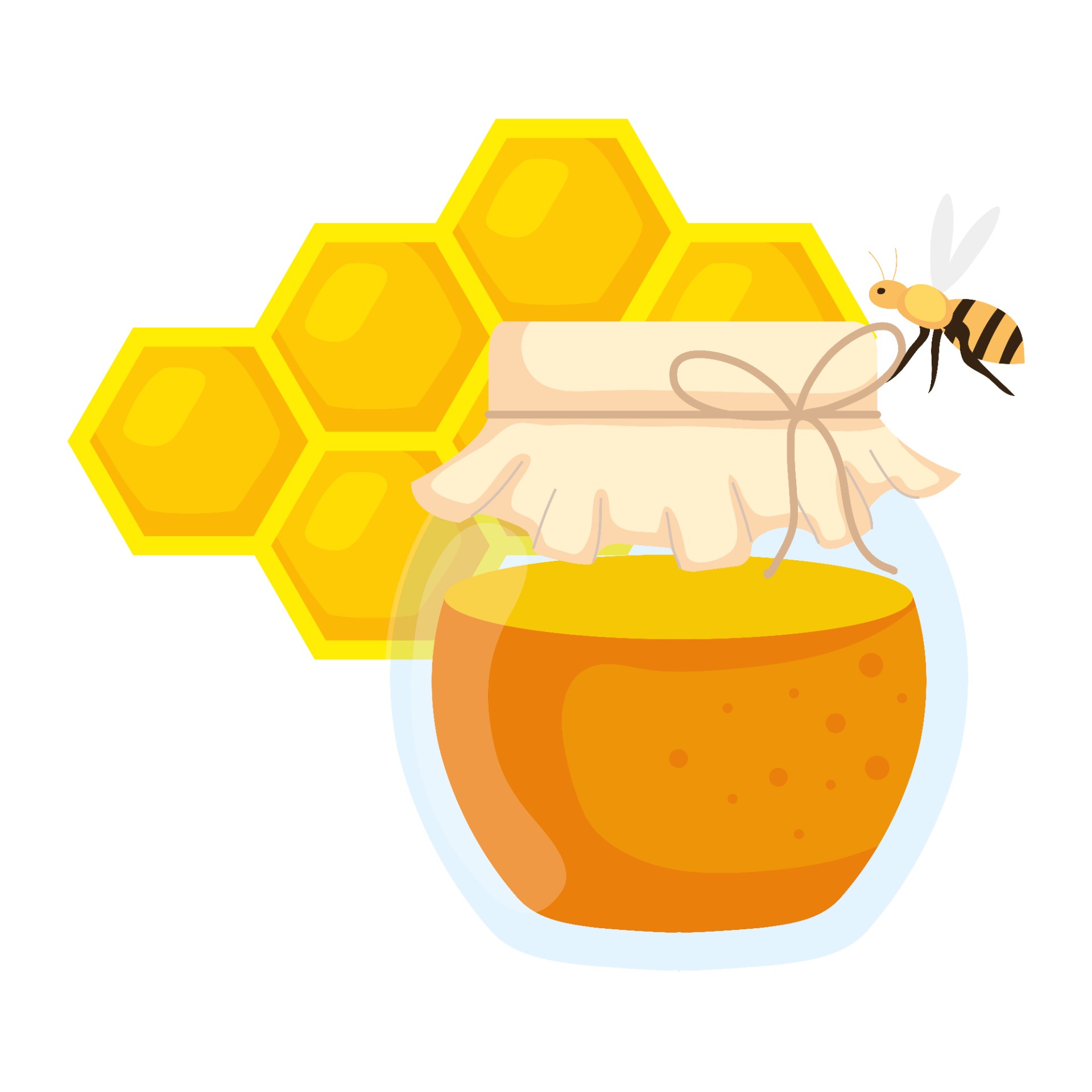 蜂巢与蜜蜂和蜂蜜罐插图0