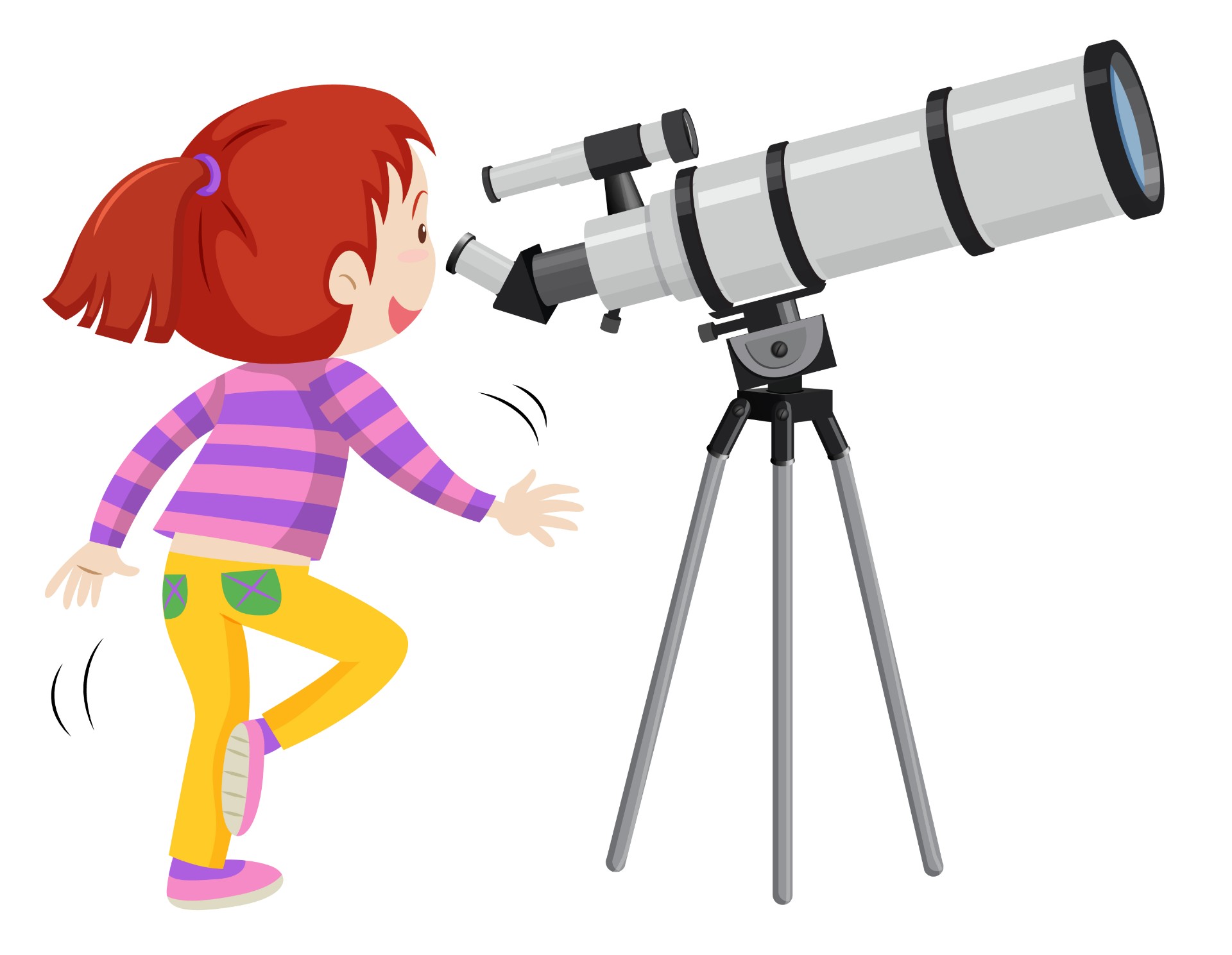 女孩使用望远镜插画0