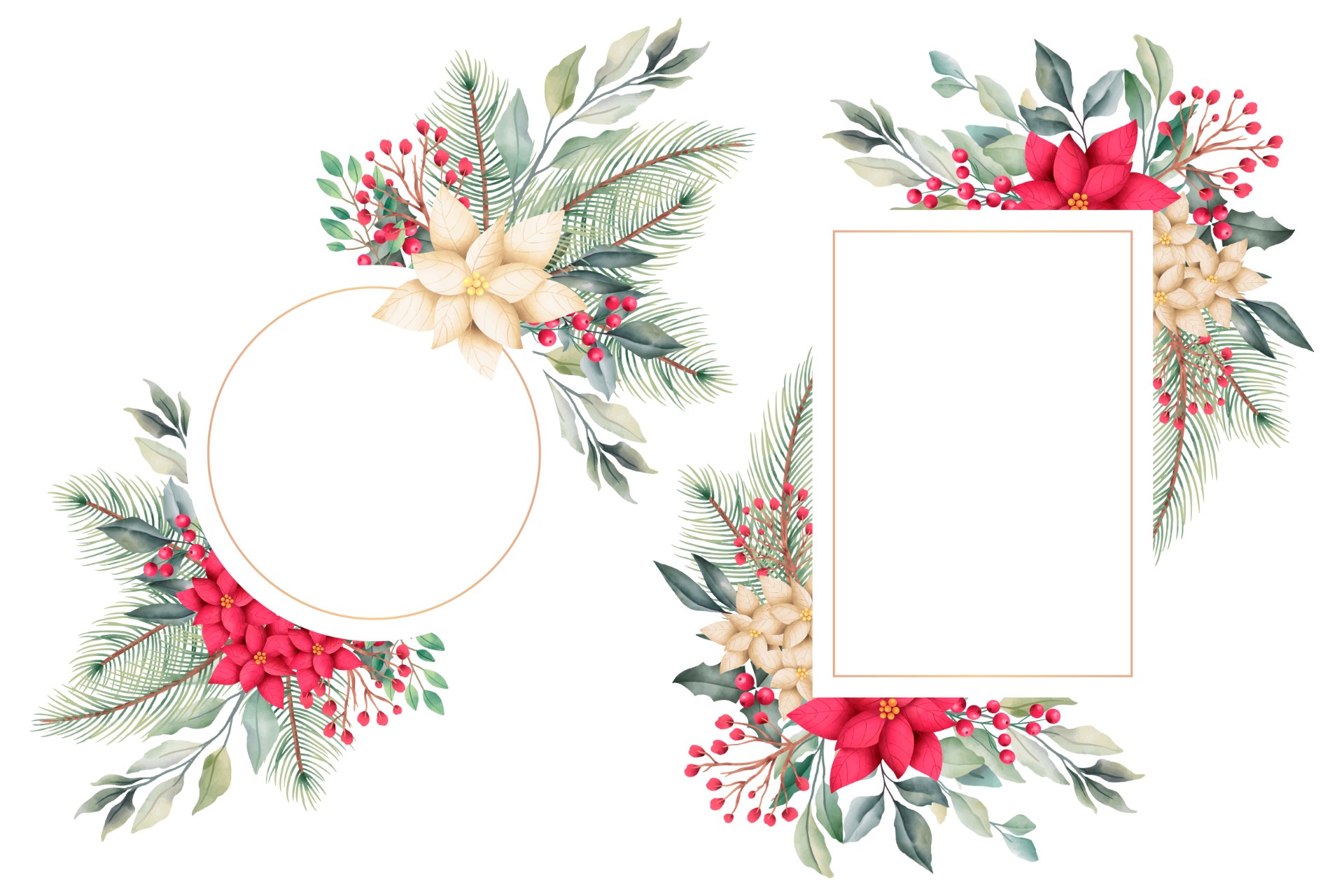 圣诞花卉框架插图0