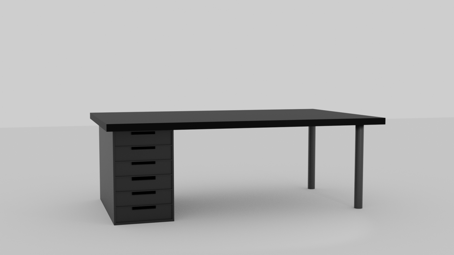 黑色办公桌3D模型0