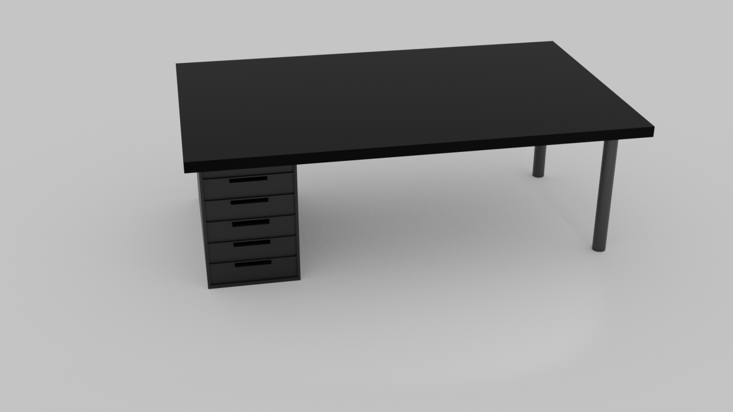 黑色办公桌3D模型1