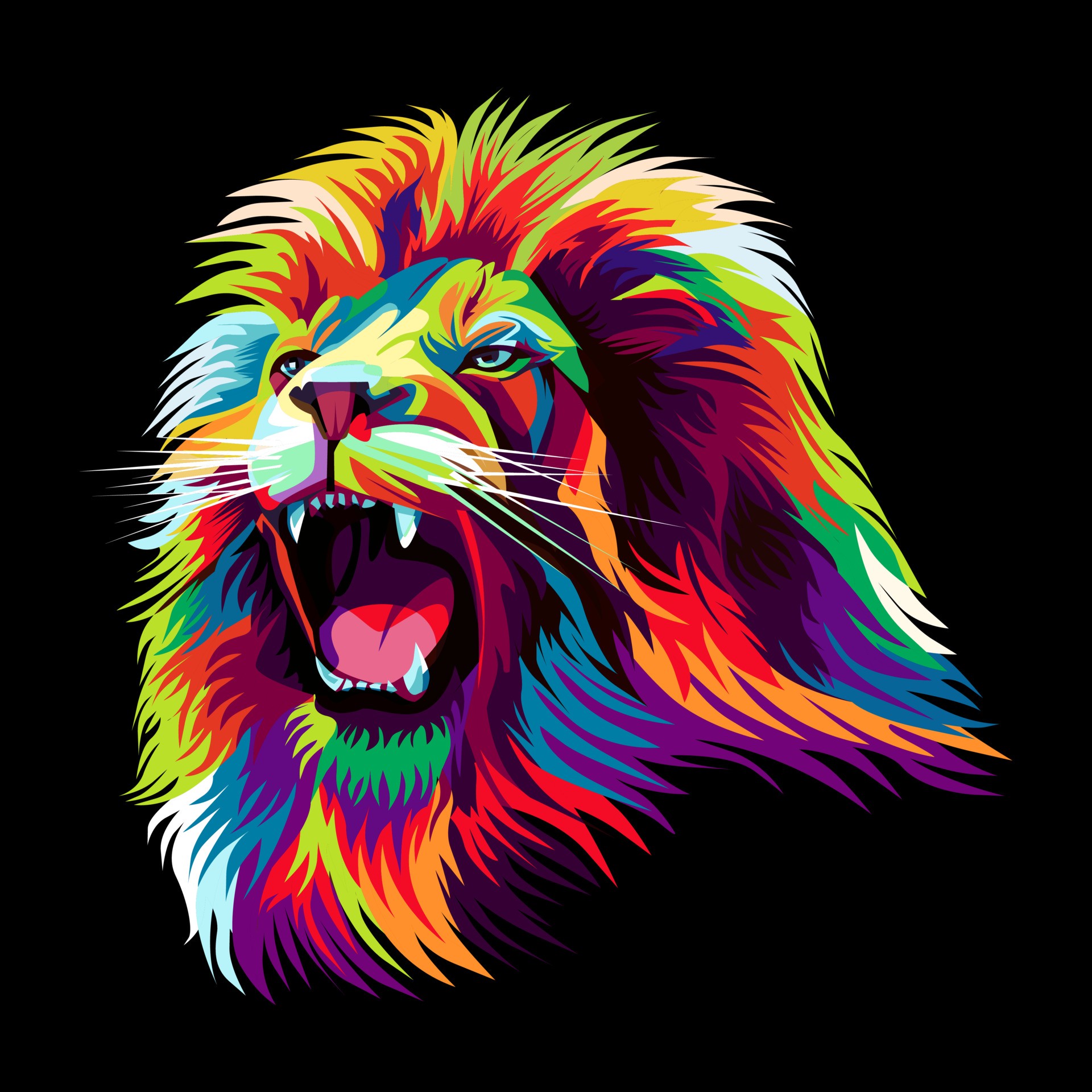 五颜六色的狮子头像插图0