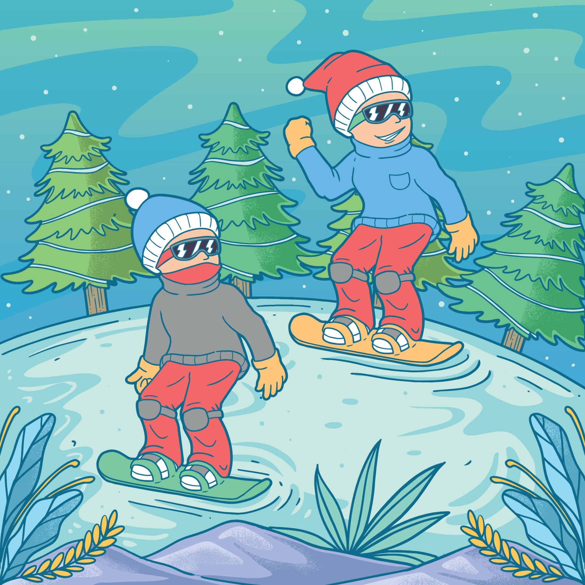 在山上滑雪的男孩插图0