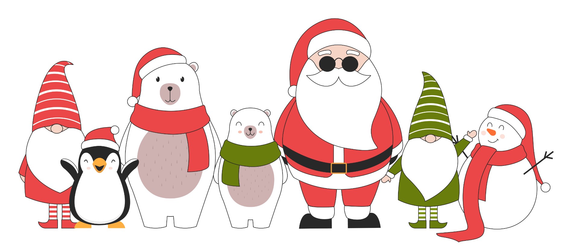 可爱手绘圣诞老人北极熊插画0