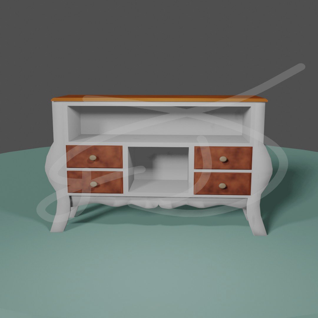 木质小电视柜3D模型0