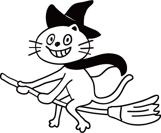 猫咪女巫简笔画1