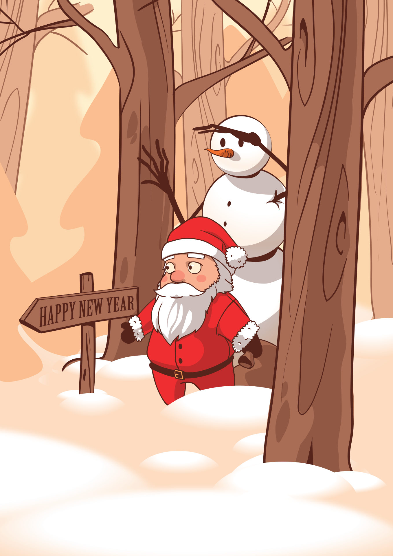 圣诞老人和雪人插图0