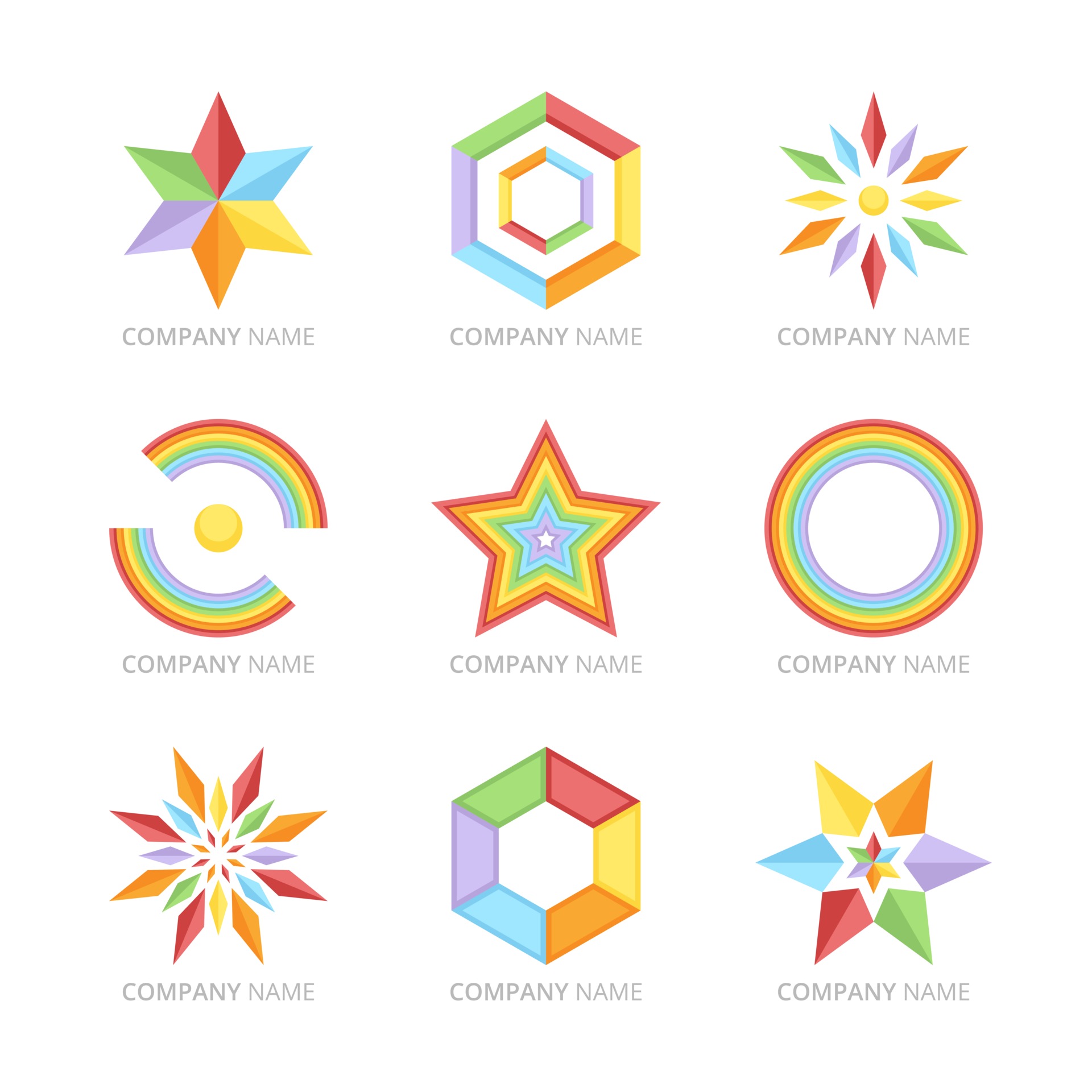 彩虹色几何设计logo0