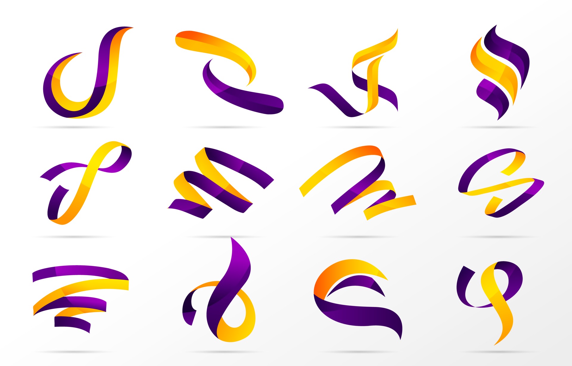 紫色和黄色丝带logo0