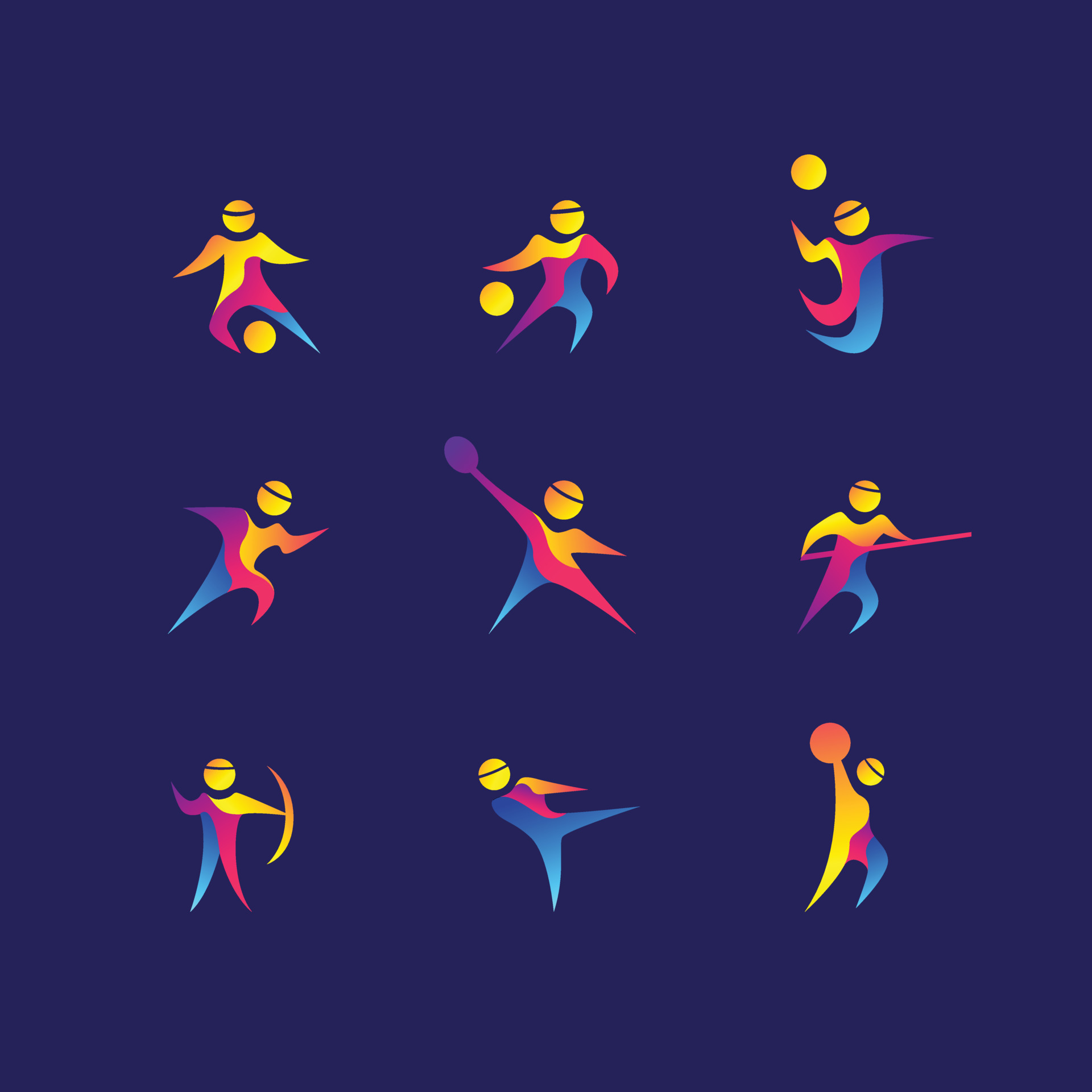 五颜六色的运动设计logo0