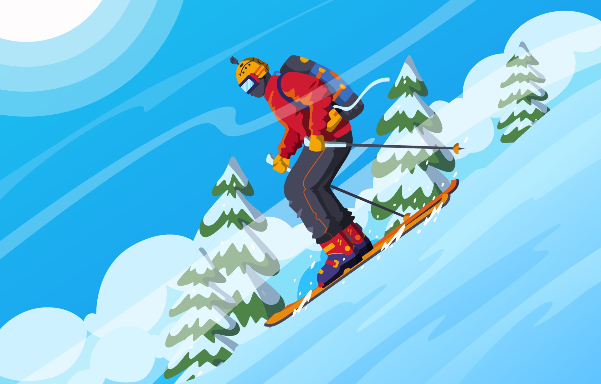 冬季在山上滑雪插图0