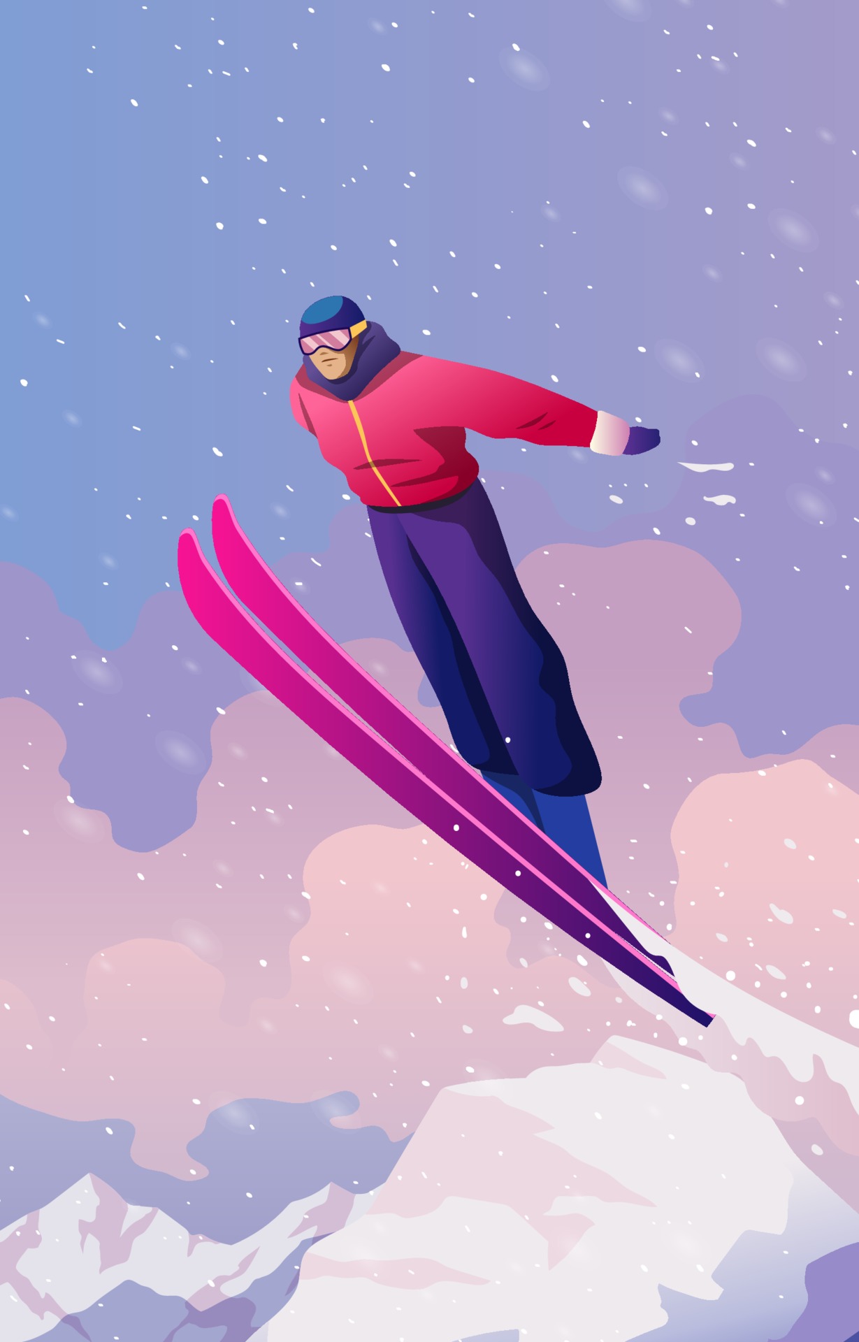 飞起的滑雪运动员插图0