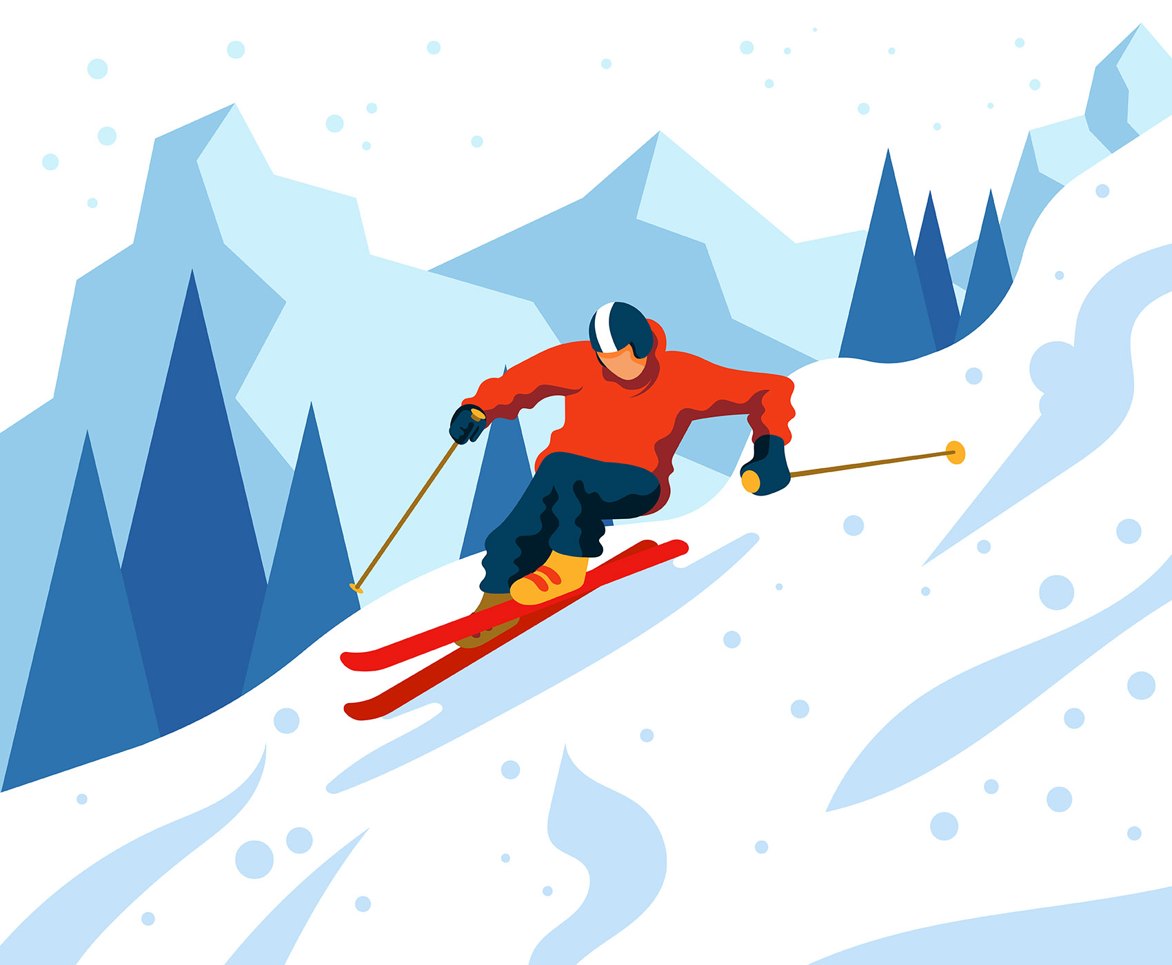 滑雪者抽象插图0