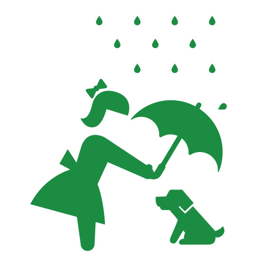 小孩雨中为狗撑伞图标1