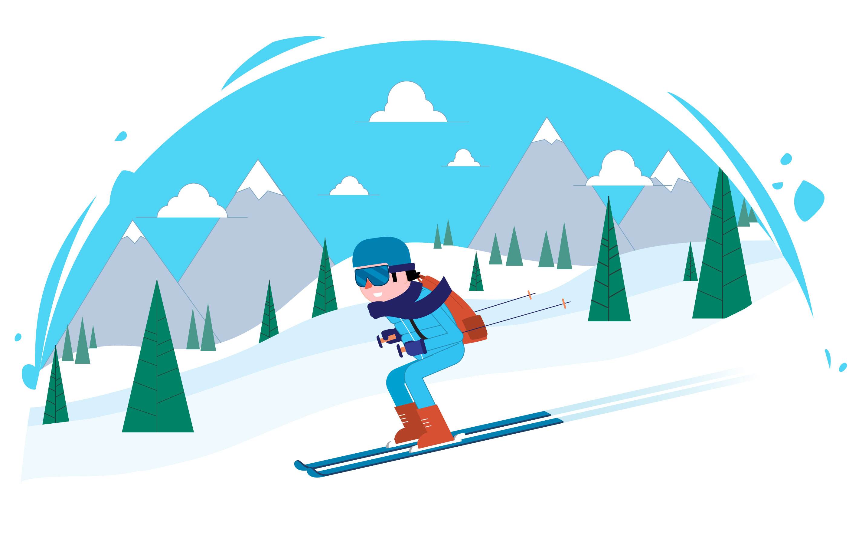 卡通滑雪运动员插图0