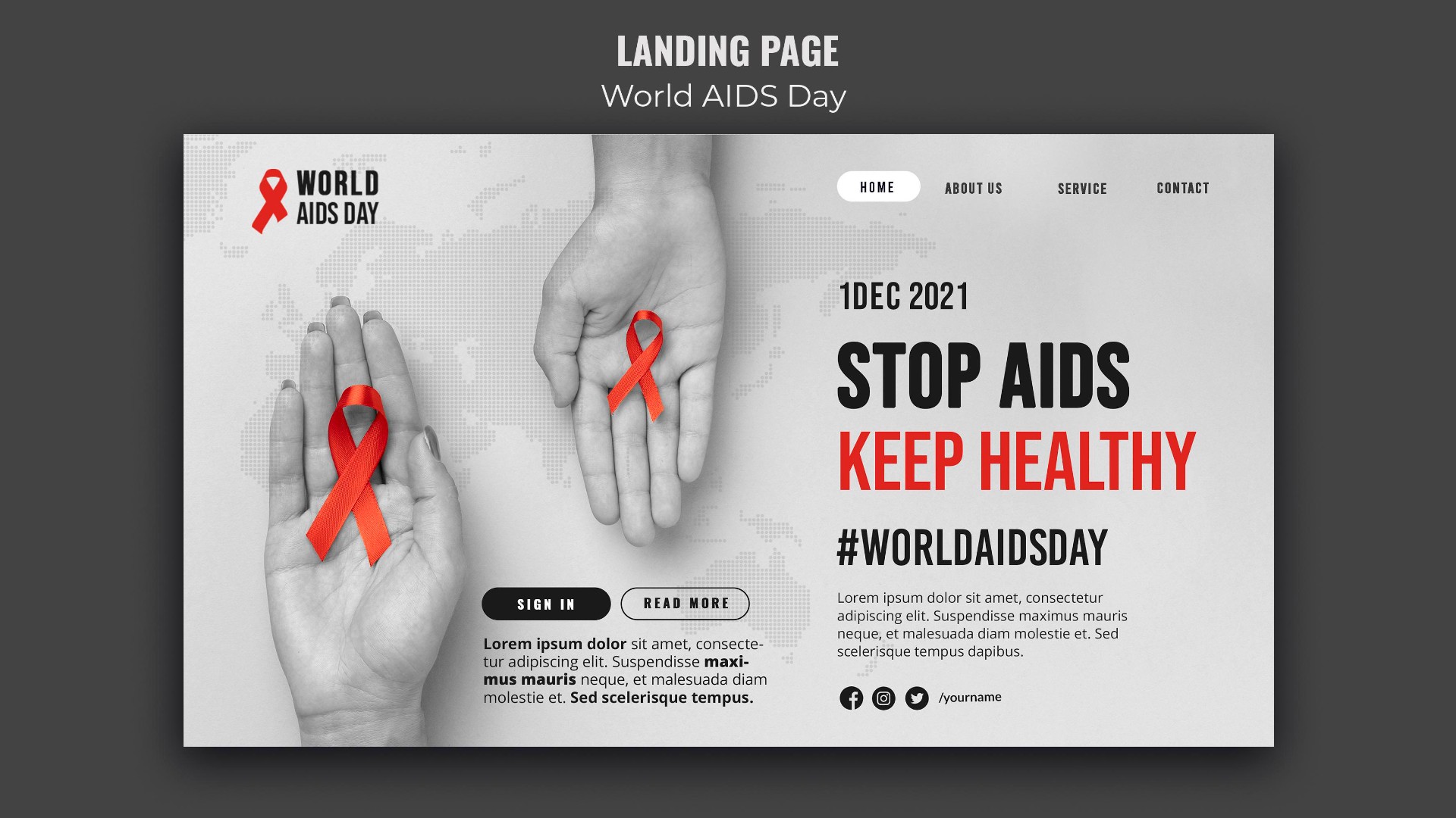 灰色世界艾滋病日网页模板0
