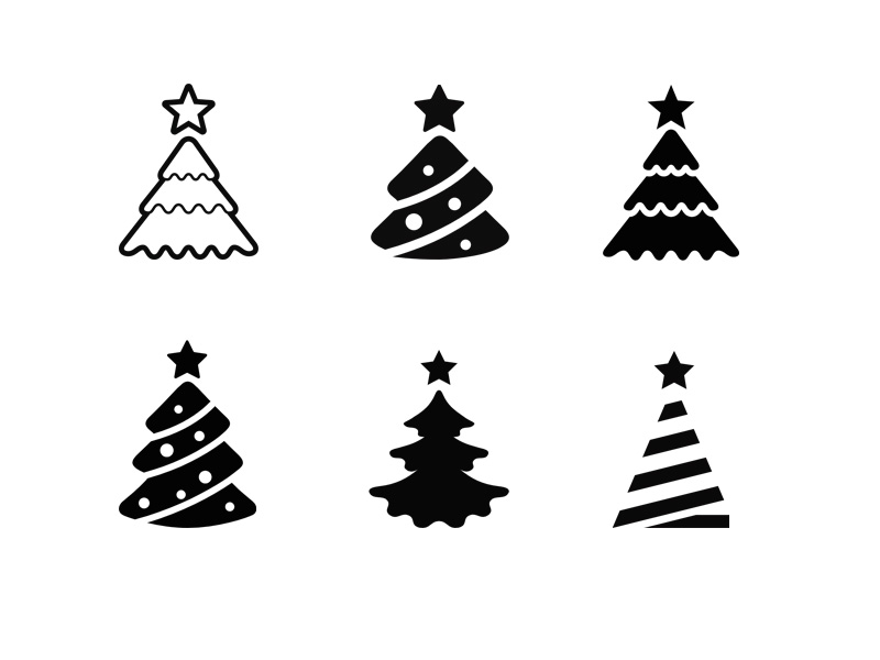 六个可爱的圣诞树图标0
