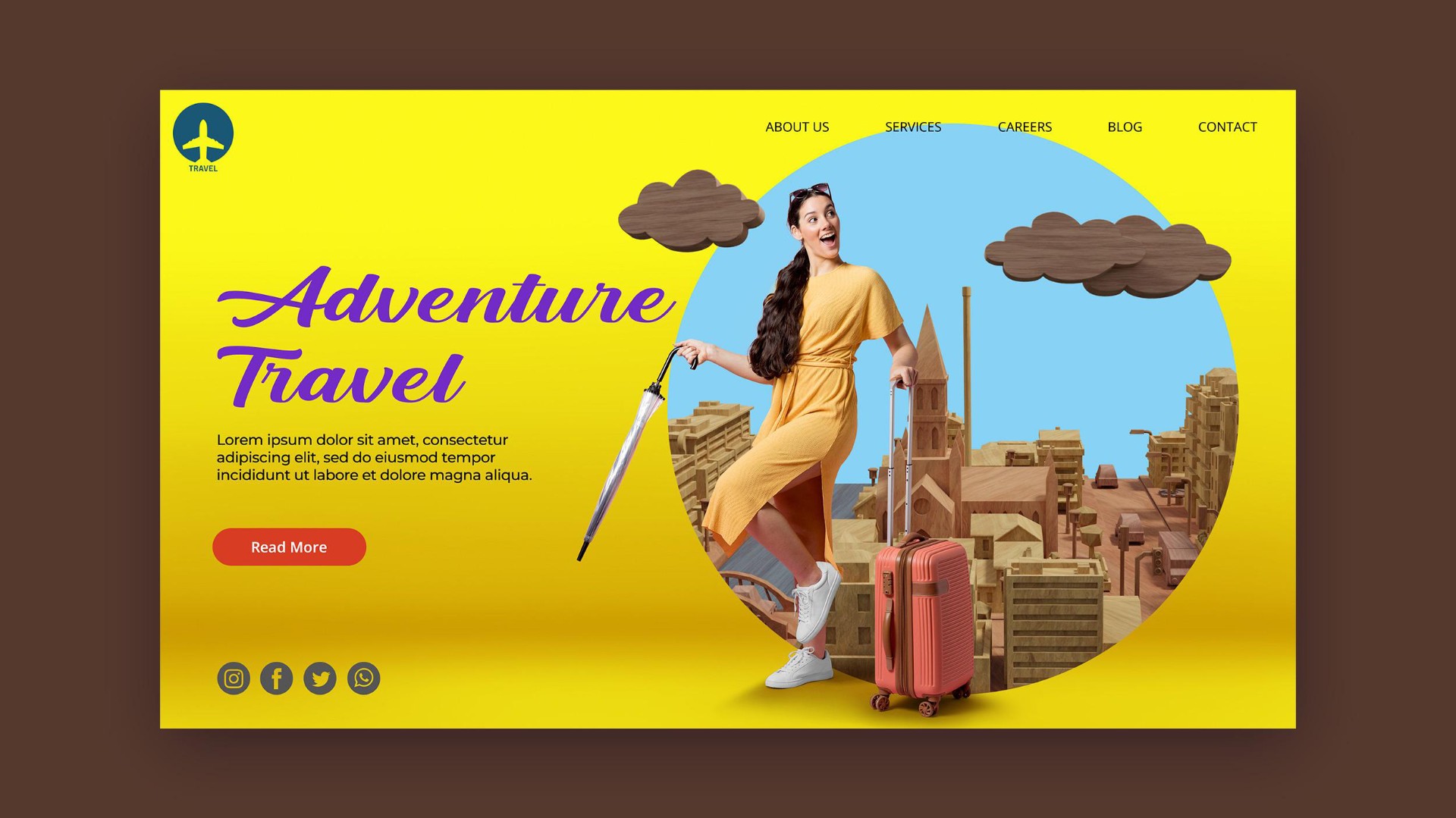 黄色创意旅游网站模板0
