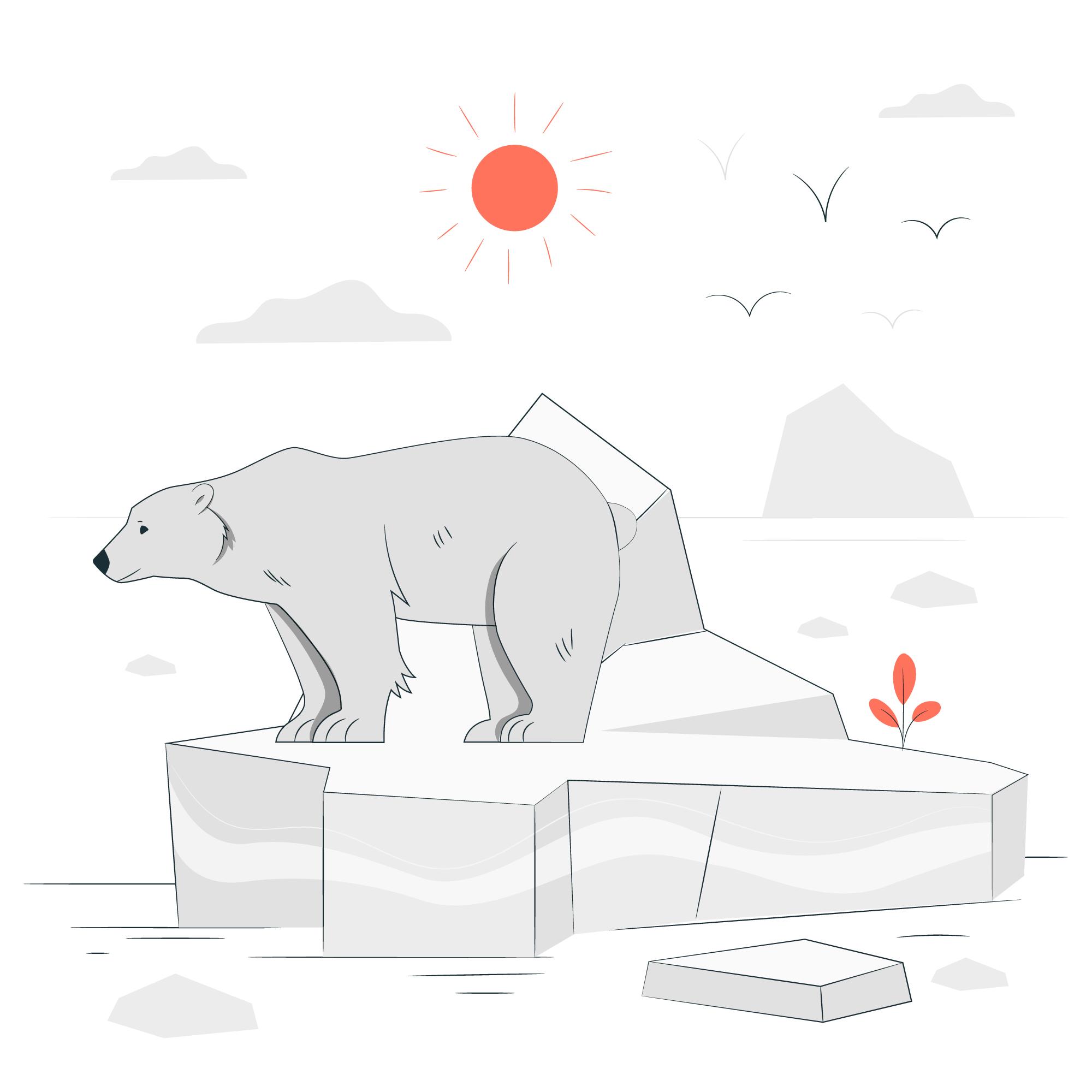 北极冰融化气候变暖插画0