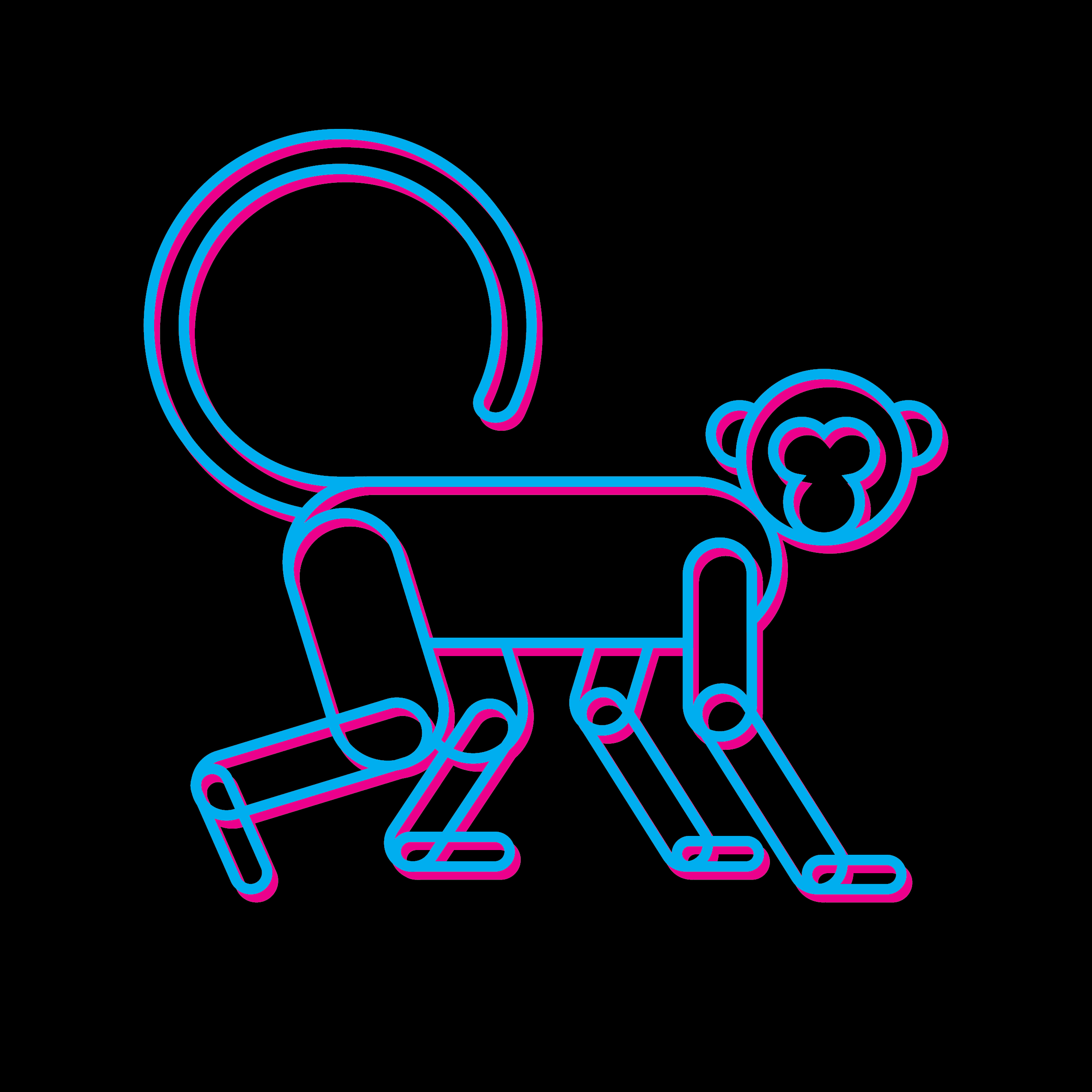 霓虹风格猴子轮廓插图0