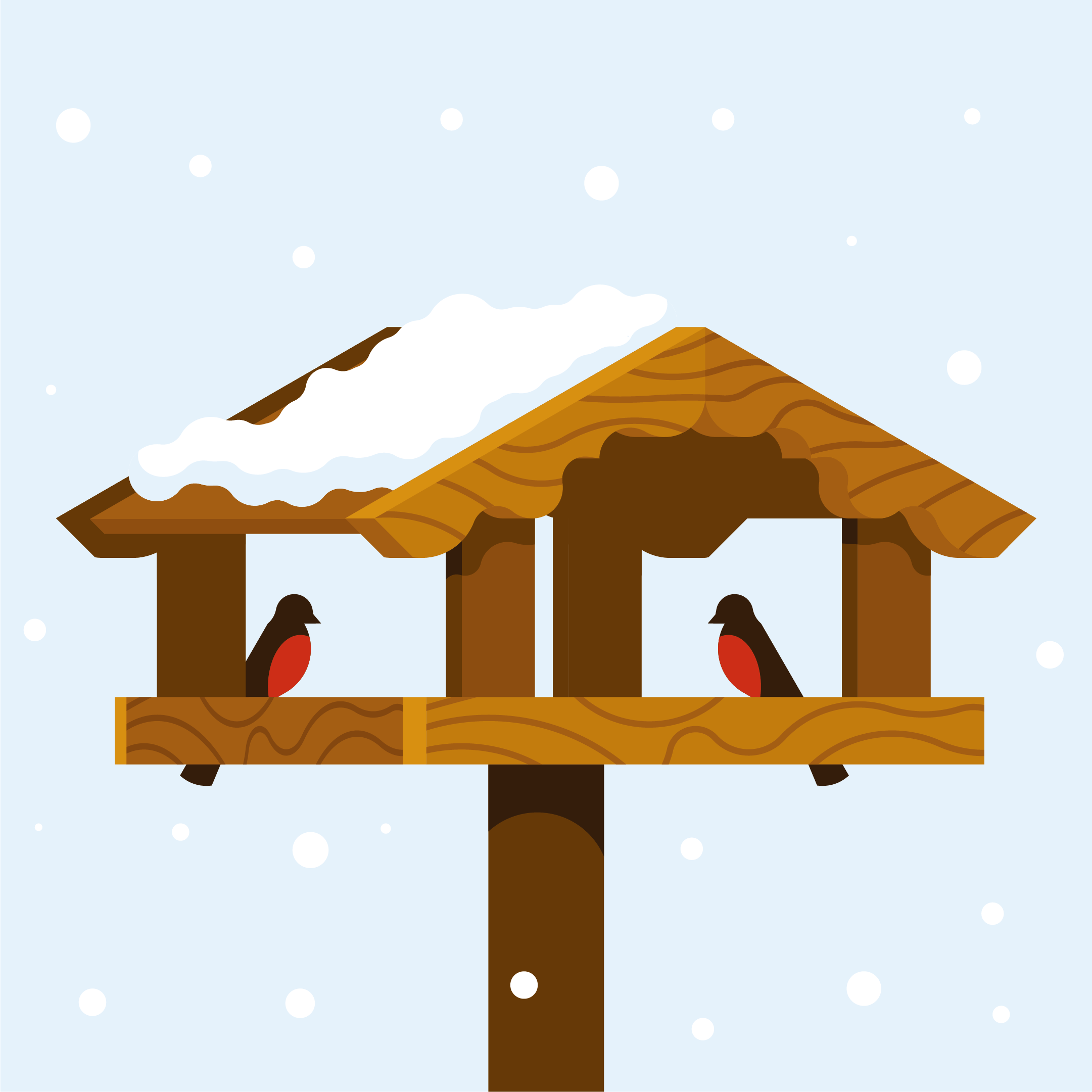 冬天木质鸟舍里的小鸟插图0