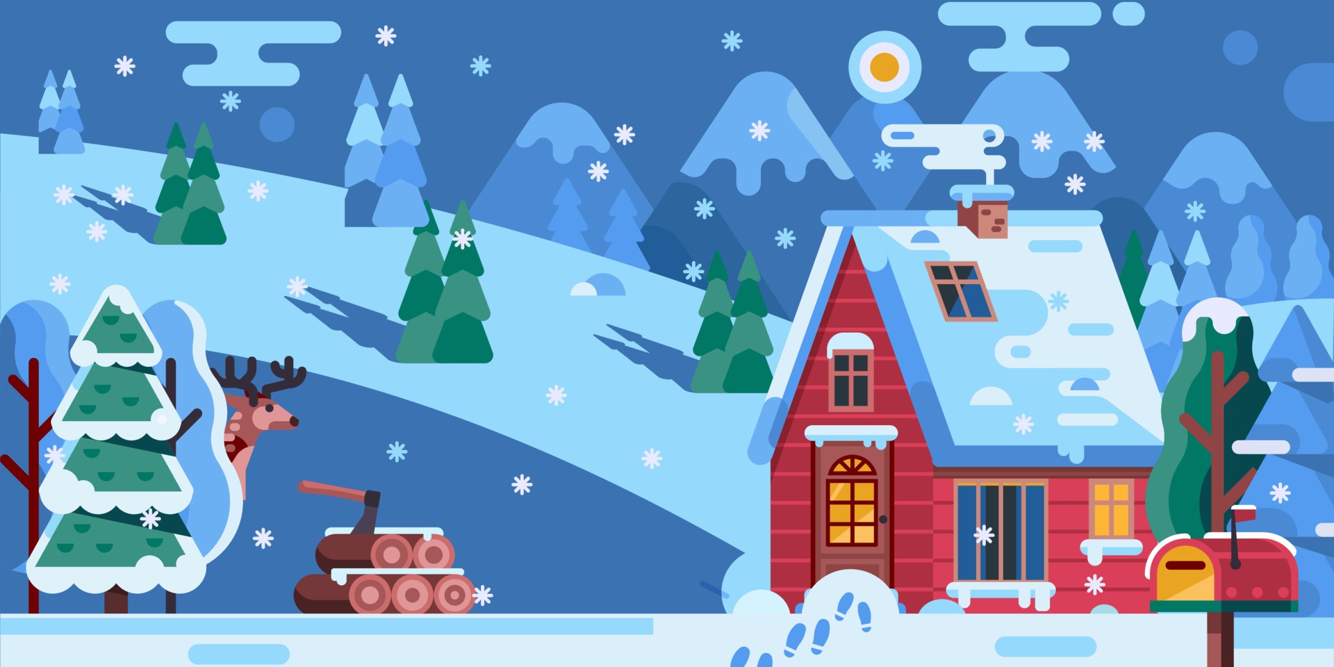 圣诞冬景与小红房插图0